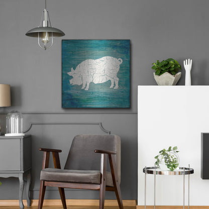 Luxe Metal Art 'Farm Pig' by Lightbox Journal, Metal Wall Art,24x24