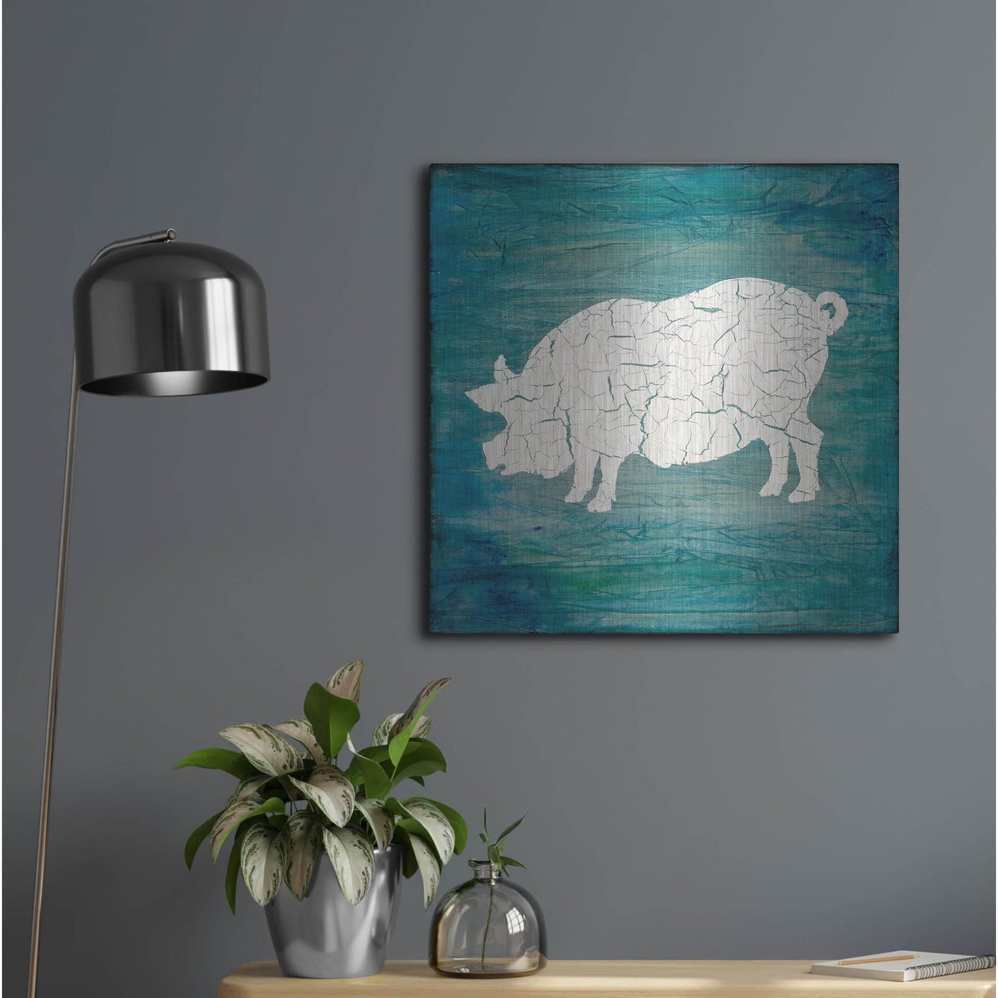 Luxe Metal Art 'Farm Pig' by Lightbox Journal, Metal Wall Art,24x24