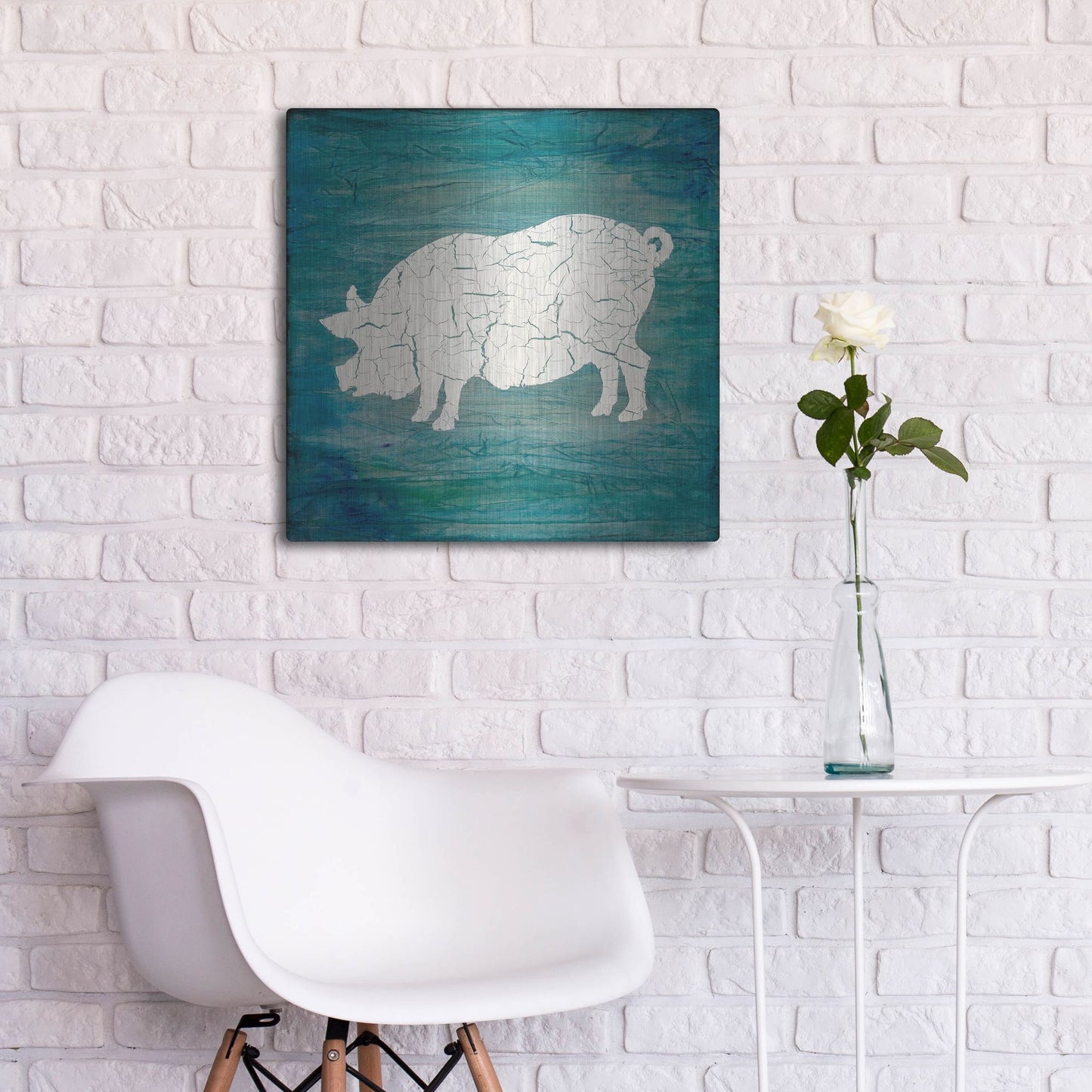 Luxe Metal Art 'Farm Pig' by Lightbox Journal, Metal Wall Art,24x24