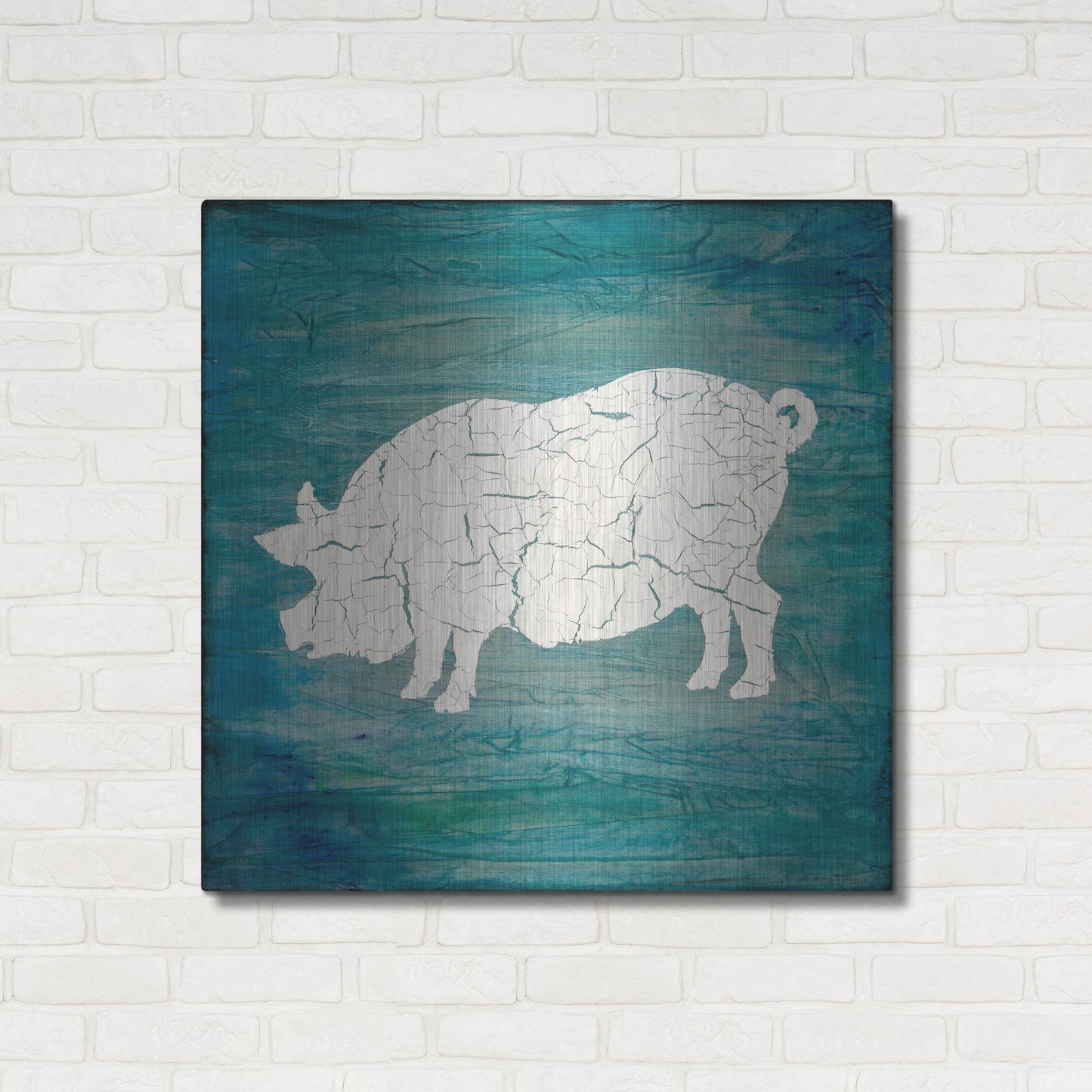 Luxe Metal Art 'Farm Pig' by Lightbox Journal, Metal Wall Art,36x36