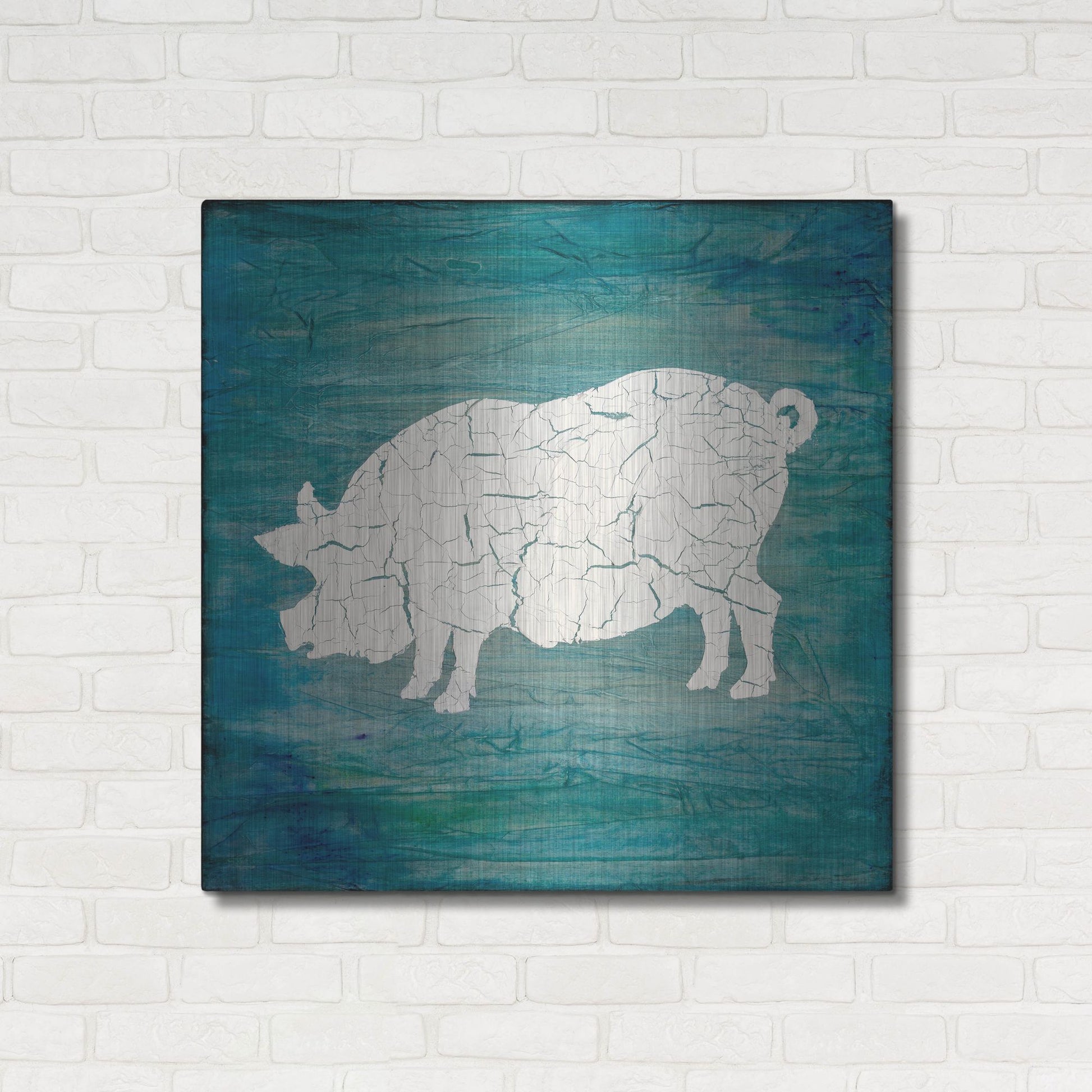 Luxe Metal Art 'Farm Pig' by Lightbox Journal, Metal Wall Art,36x36