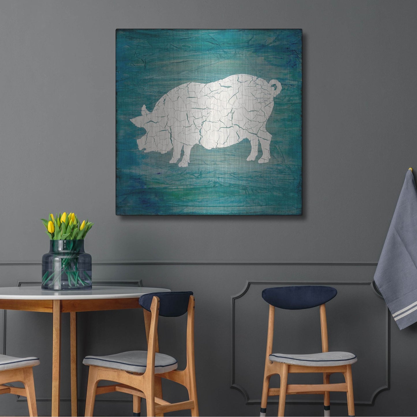 Luxe Metal Art 'Farm Pig' by Lightbox Journal, Metal Wall Art,36x36