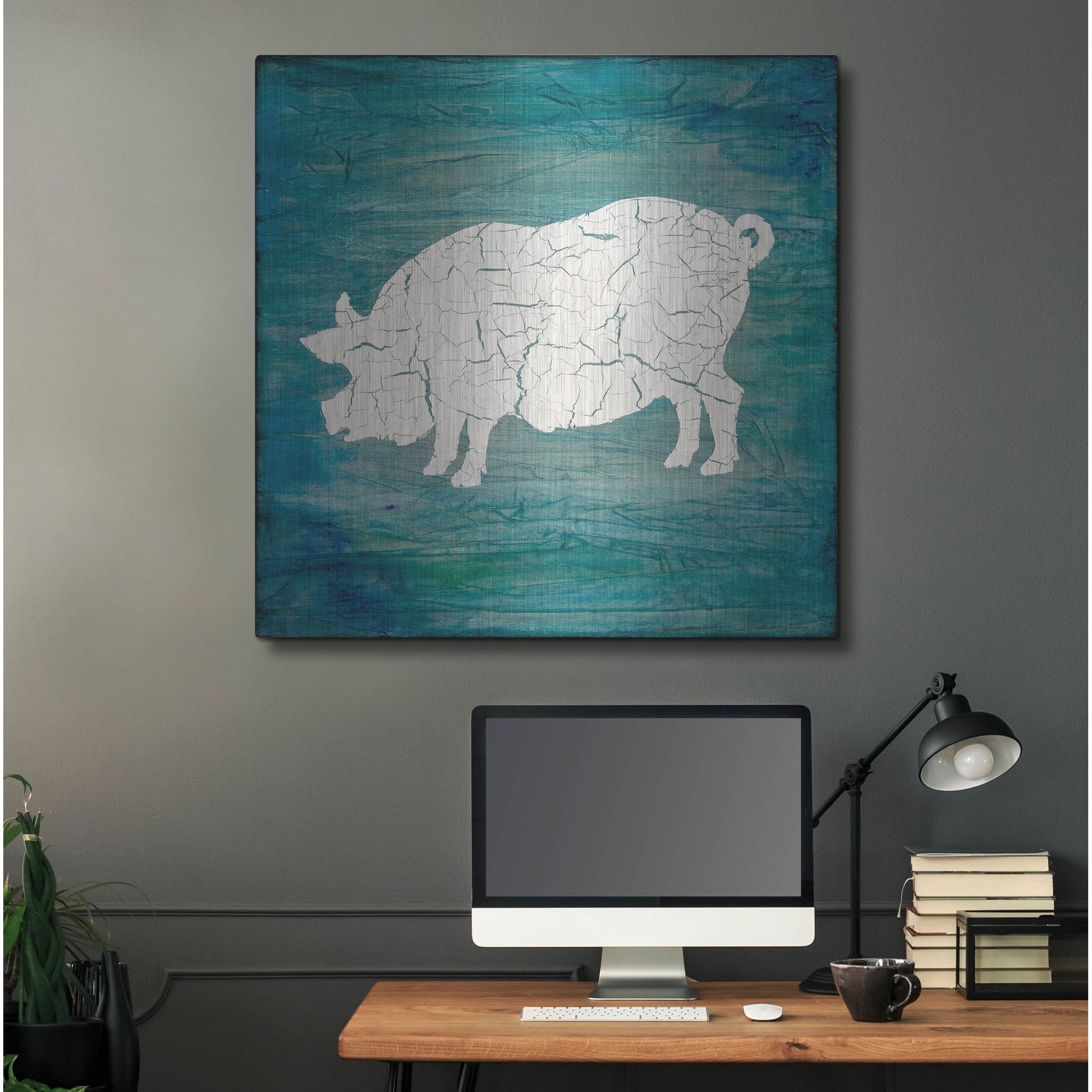 Luxe Metal Art 'Farm Pig' by Lightbox Journal, Metal Wall Art,36x36