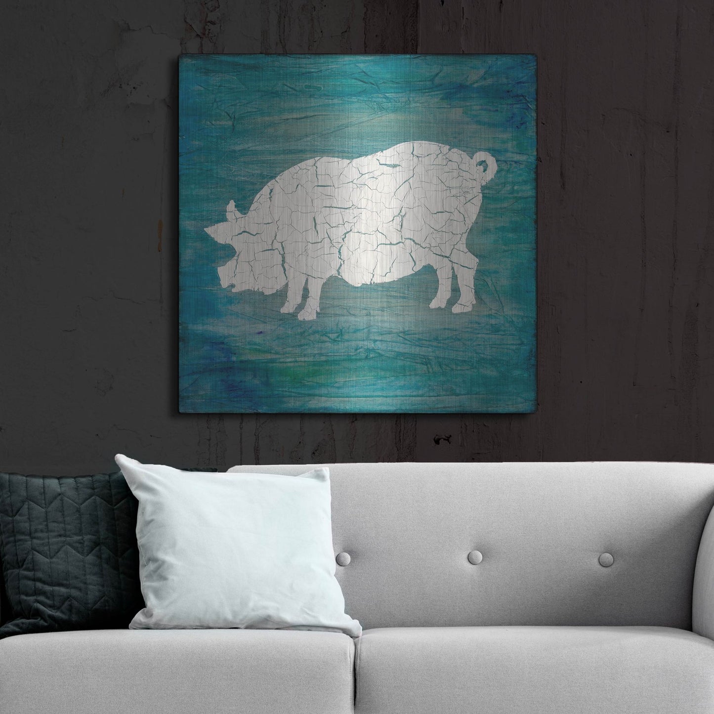 Luxe Metal Art 'Farm Pig' by Lightbox Journal, Metal Wall Art,36x36