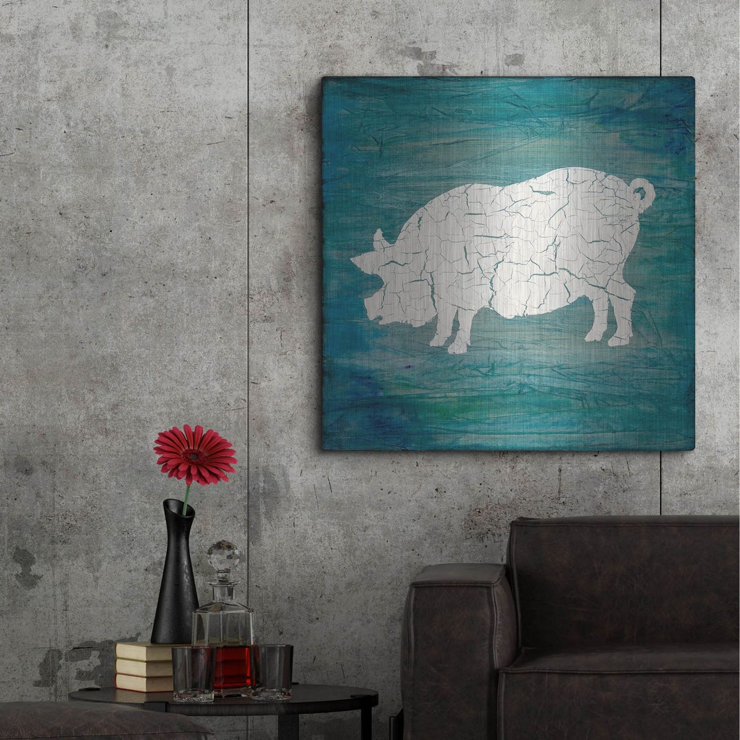 Luxe Metal Art 'Farm Pig' by Lightbox Journal, Metal Wall Art,36x36