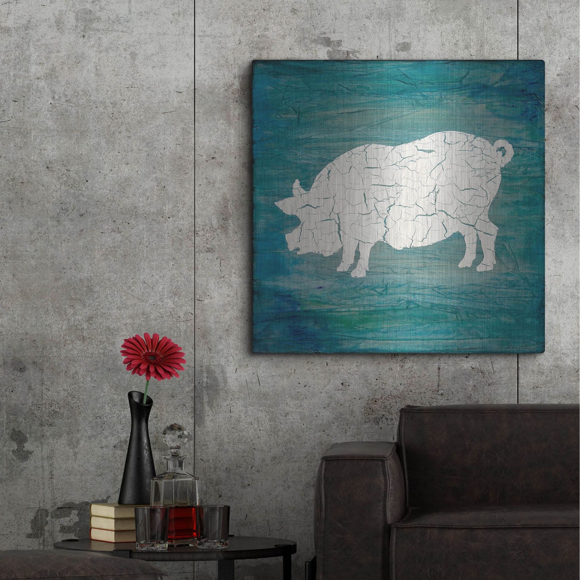 Luxe Metal Art 'Farm Pig' by Lightbox Journal, Metal Wall Art,36x36