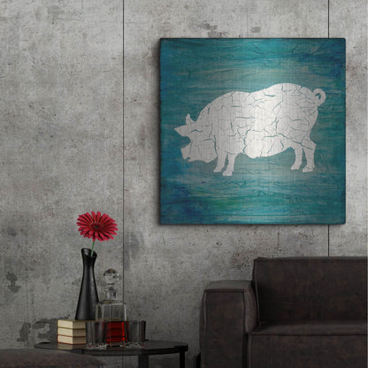 Luxe Metal Art 'Farm Pig' by Lightbox Journal, Metal Wall Art,36x36