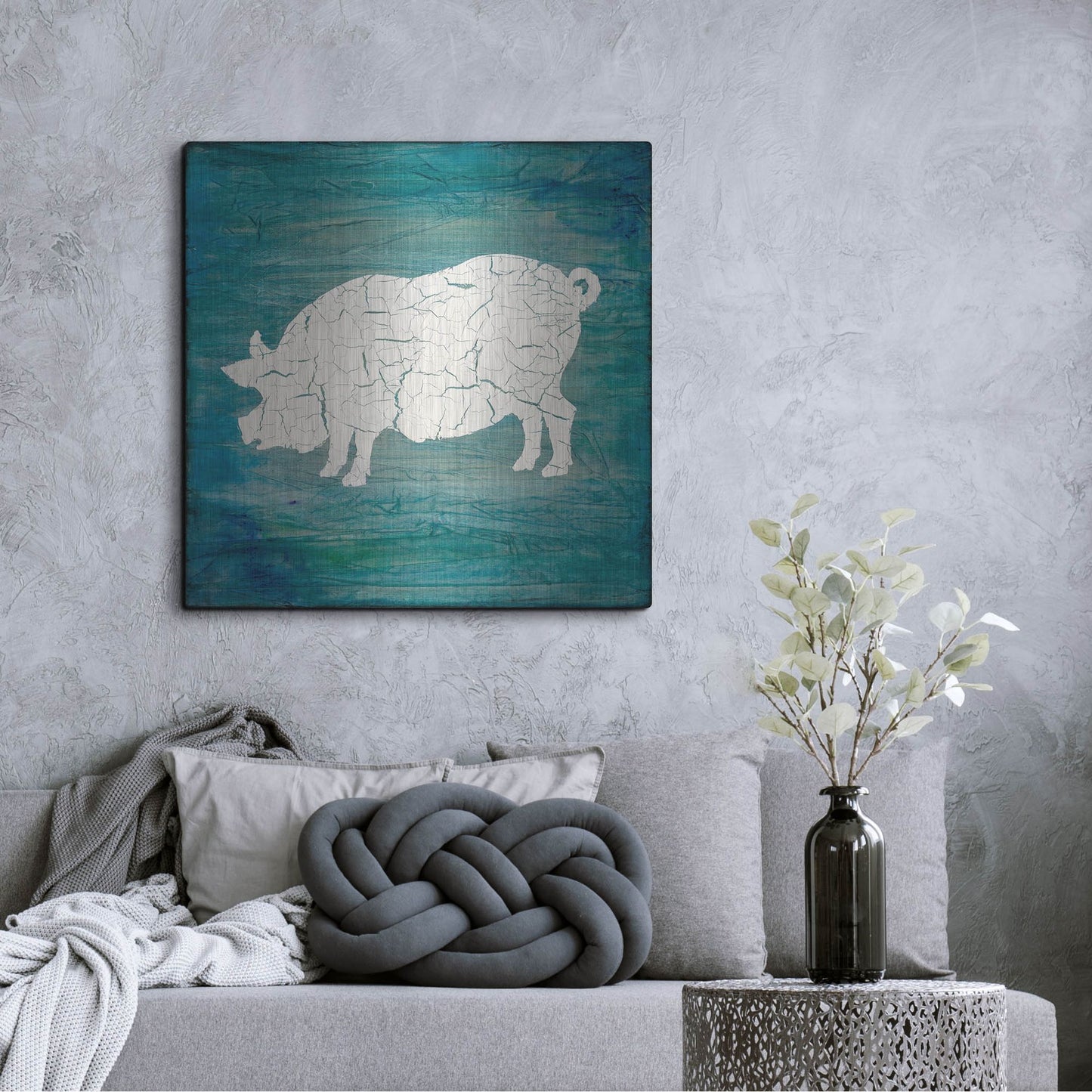 Luxe Metal Art 'Farm Pig' by Lightbox Journal, Metal Wall Art,36x36