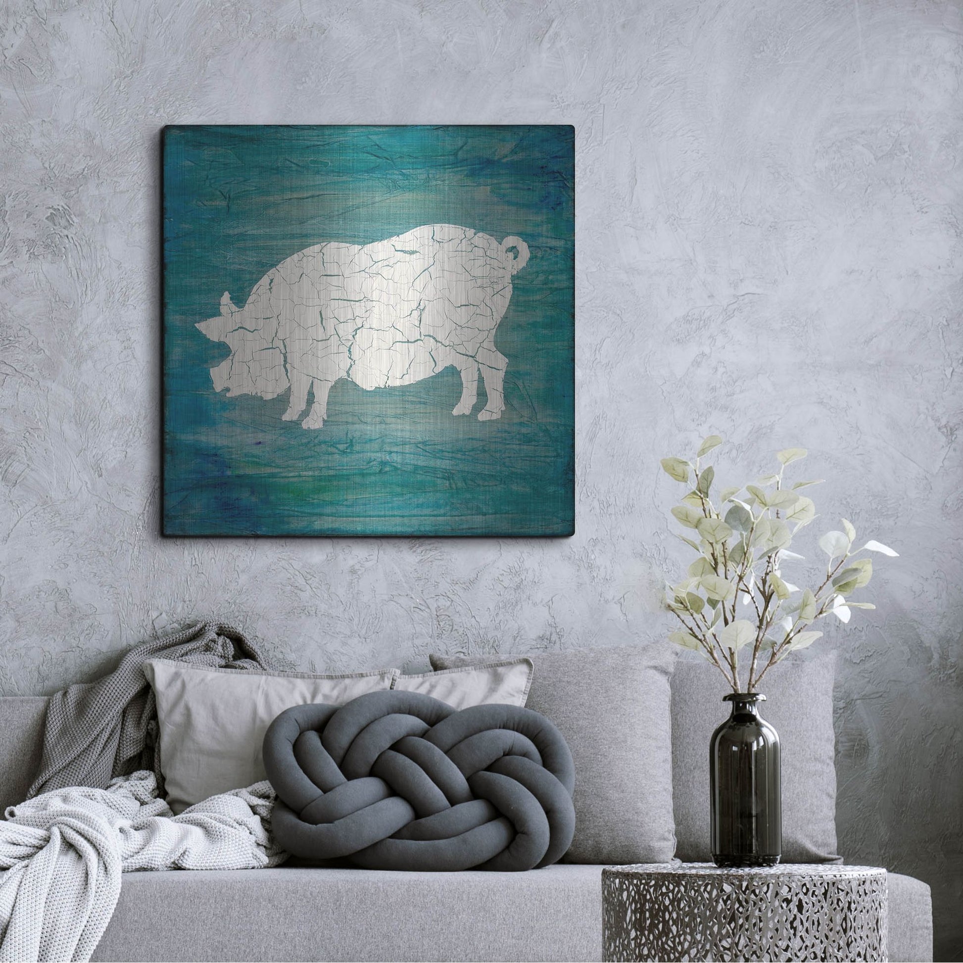 Luxe Metal Art 'Farm Pig' by Lightbox Journal, Metal Wall Art,36x36