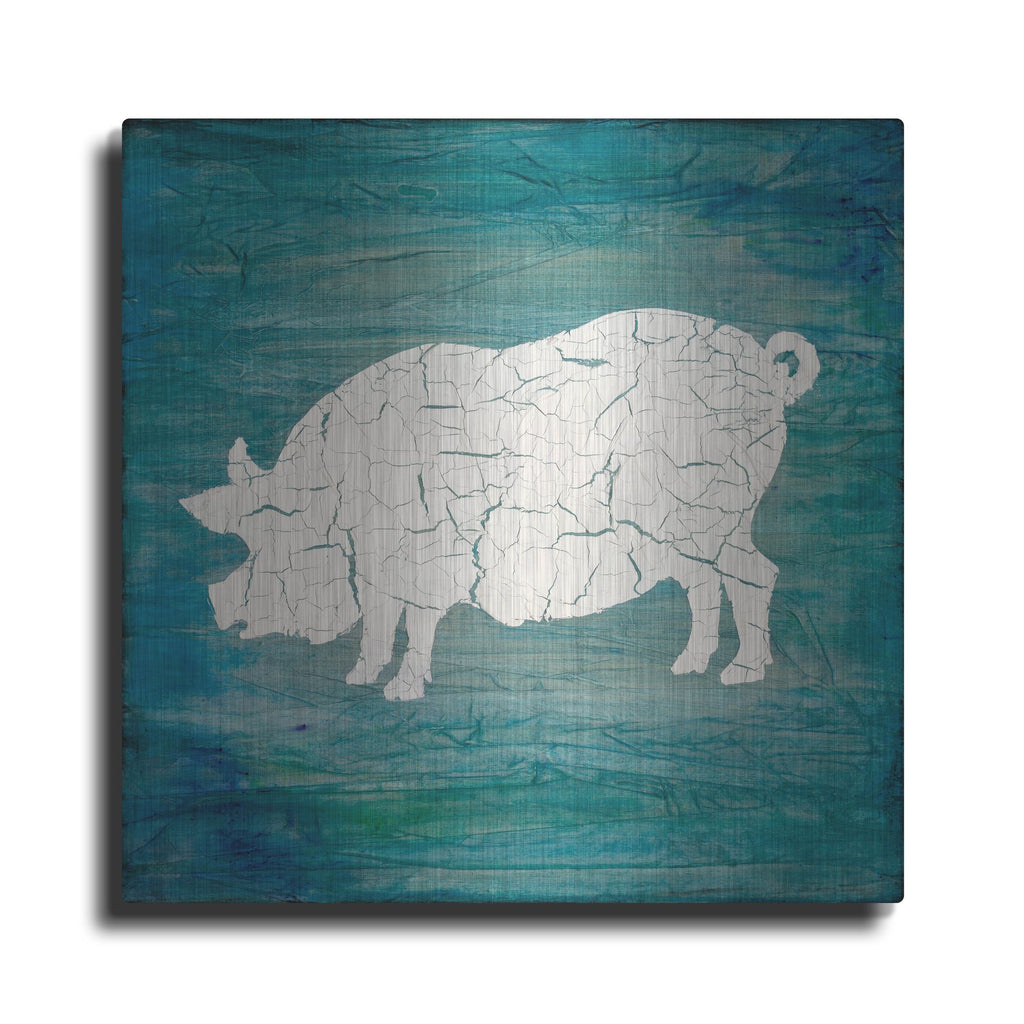 Luxe Metal Art 'Farm Pig' by Lightbox Journal, Metal Wall Art