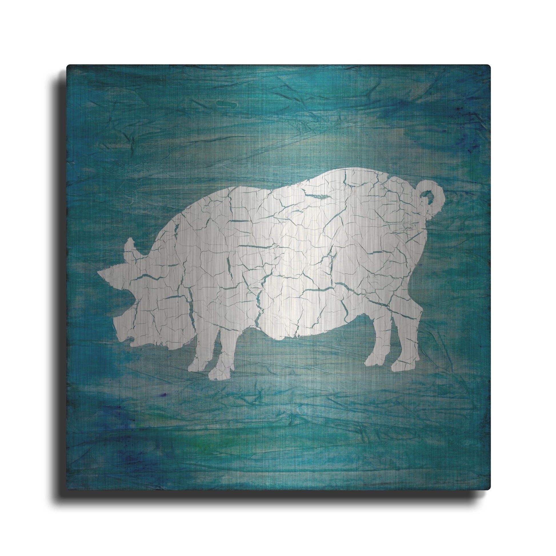 Luxe Metal Art 'Farm Pig' by Lightbox Journal, Metal Wall Art