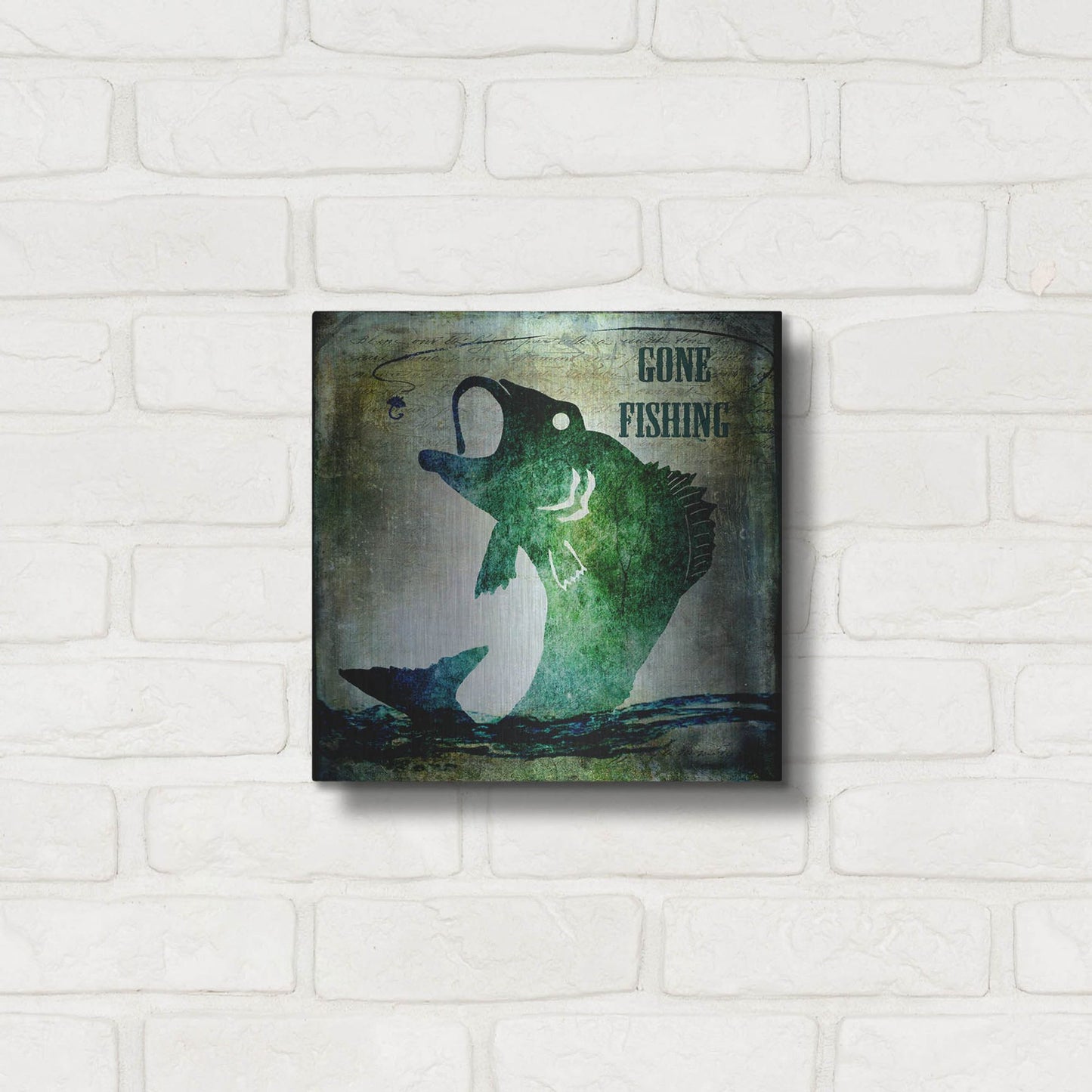 Luxe Metal Art 'Gone Fishing' by Lightbox Journal, Metal Wall Art,12x12