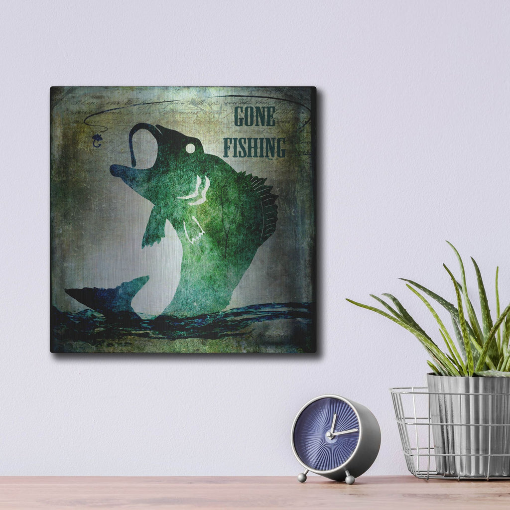 Luxe Metal Art 'Gone Fishing' by Lightbox Journal, Metal Wall Art,12x12