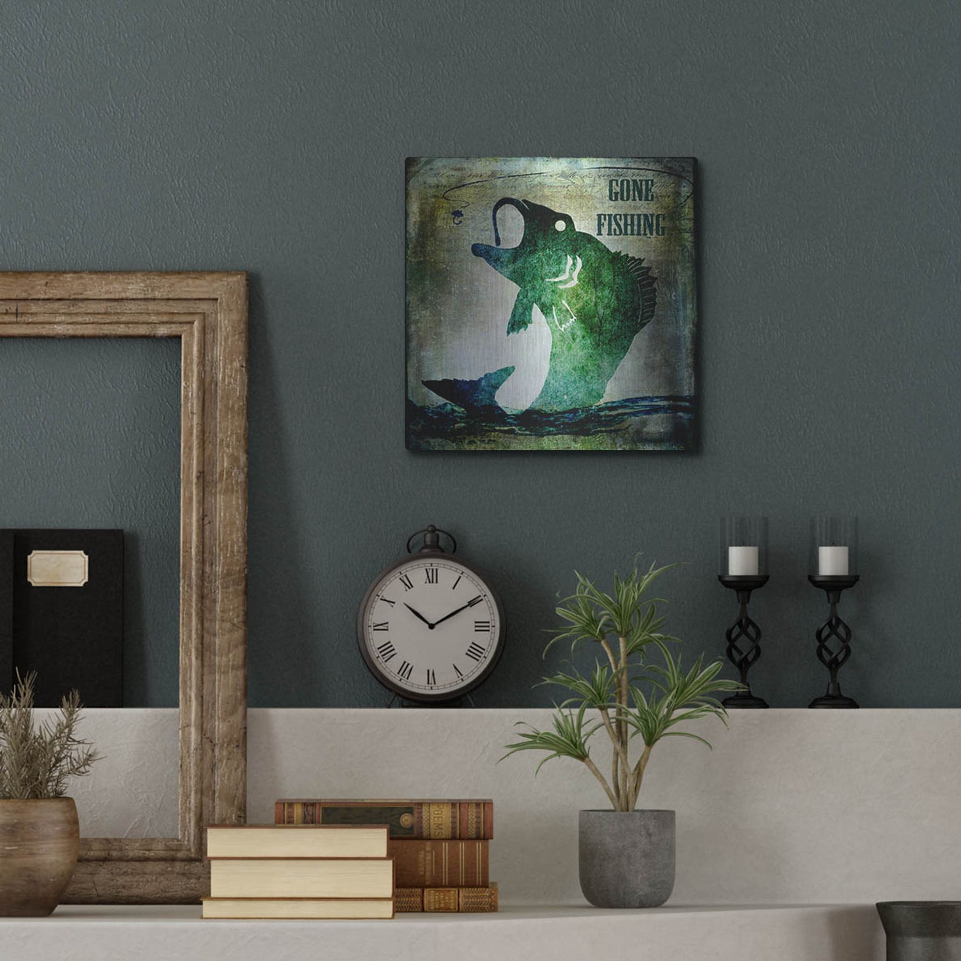 Luxe Metal Art 'Gone Fishing' by Lightbox Journal, Metal Wall Art,12x12