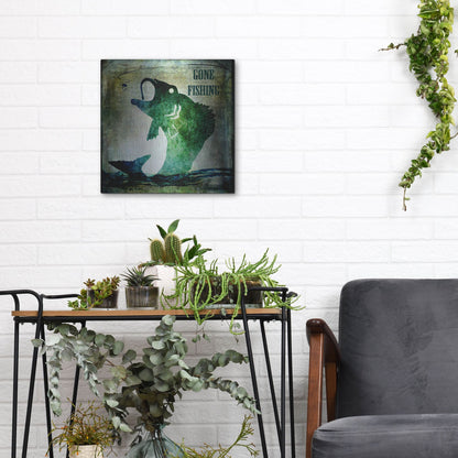 Luxe Metal Art 'Gone Fishing' by Lightbox Journal, Metal Wall Art,12x12