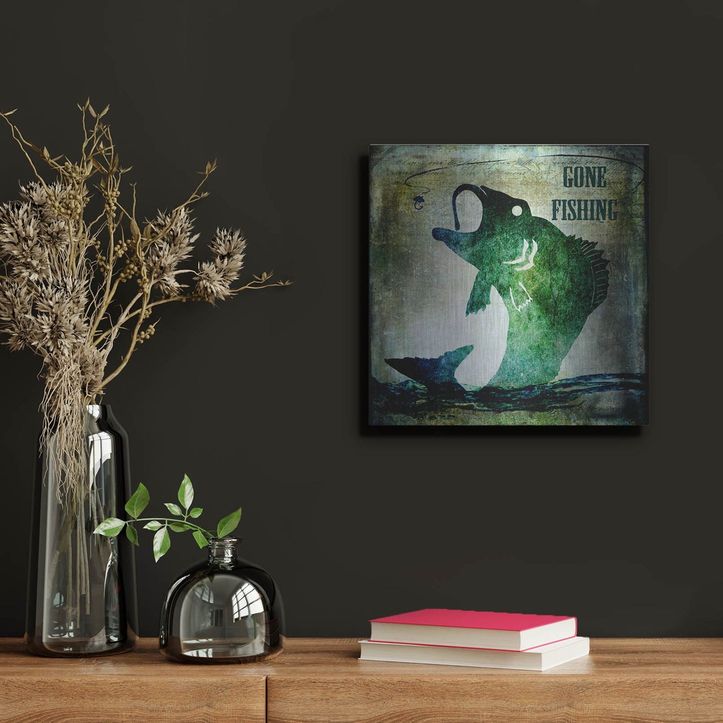 Luxe Metal Art 'Gone Fishing' by Lightbox Journal, Metal Wall Art,12x12