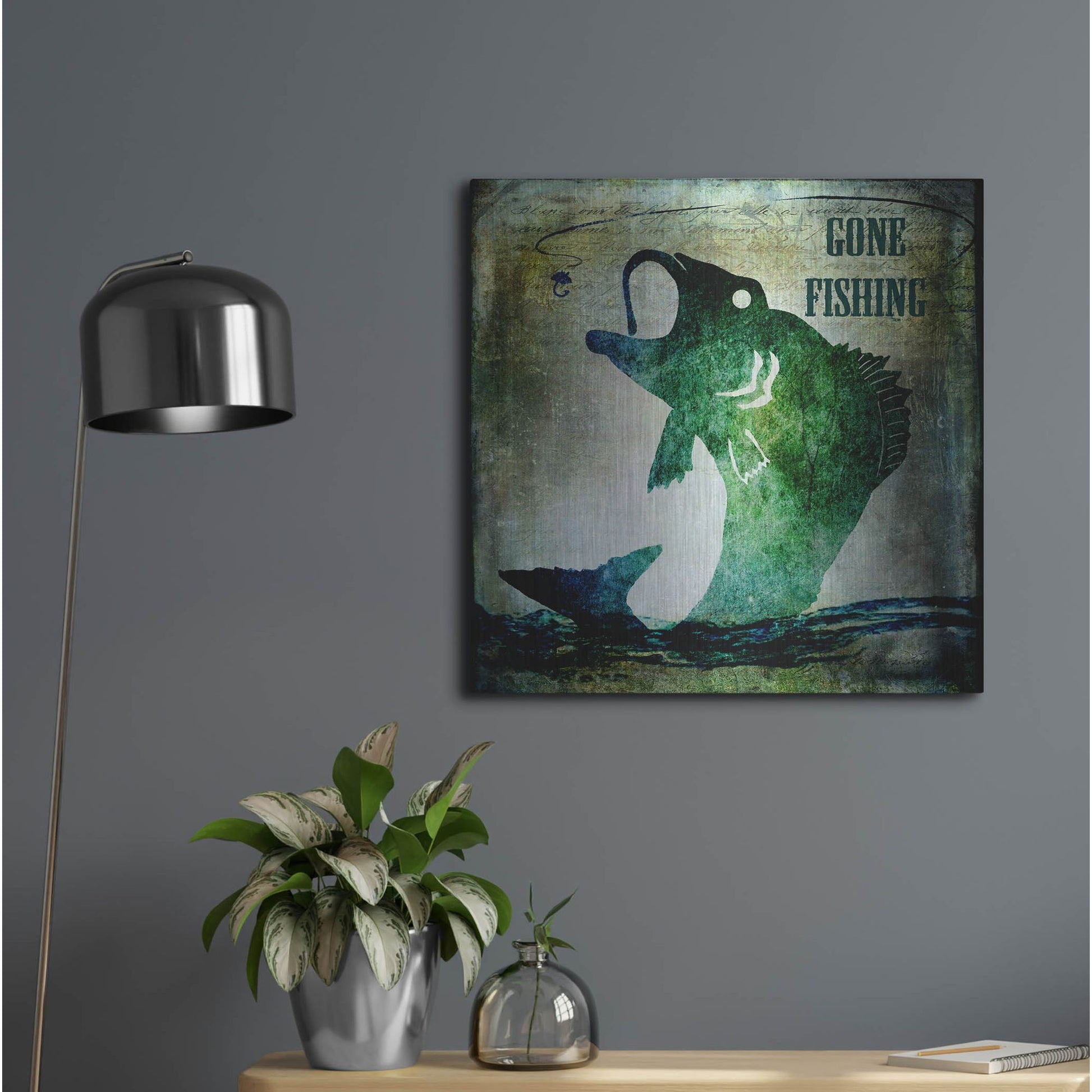 Luxe Metal Art 'Gone Fishing' by Lightbox Journal, Metal Wall Art,24x24