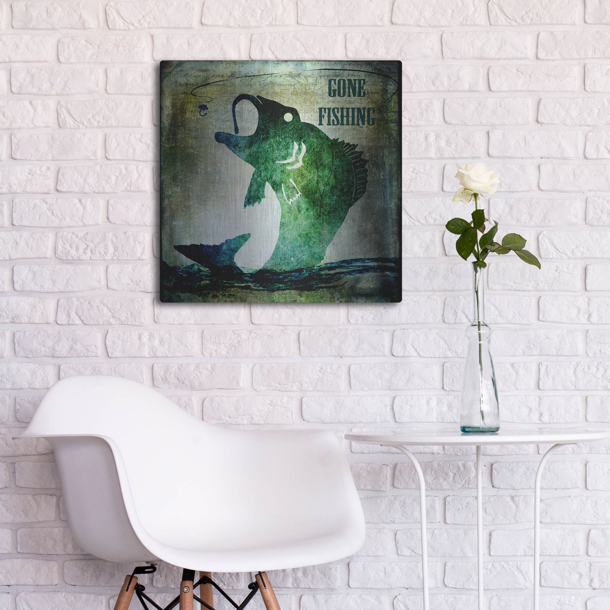 Luxe Metal Art 'Gone Fishing' by Lightbox Journal, Metal Wall Art,24x24