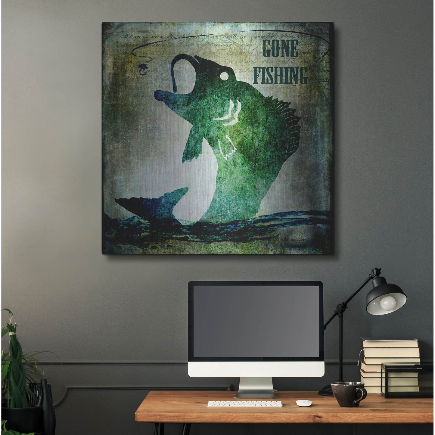 Luxe Metal Art 'Gone Fishing' by Lightbox Journal, Metal Wall Art,36x36