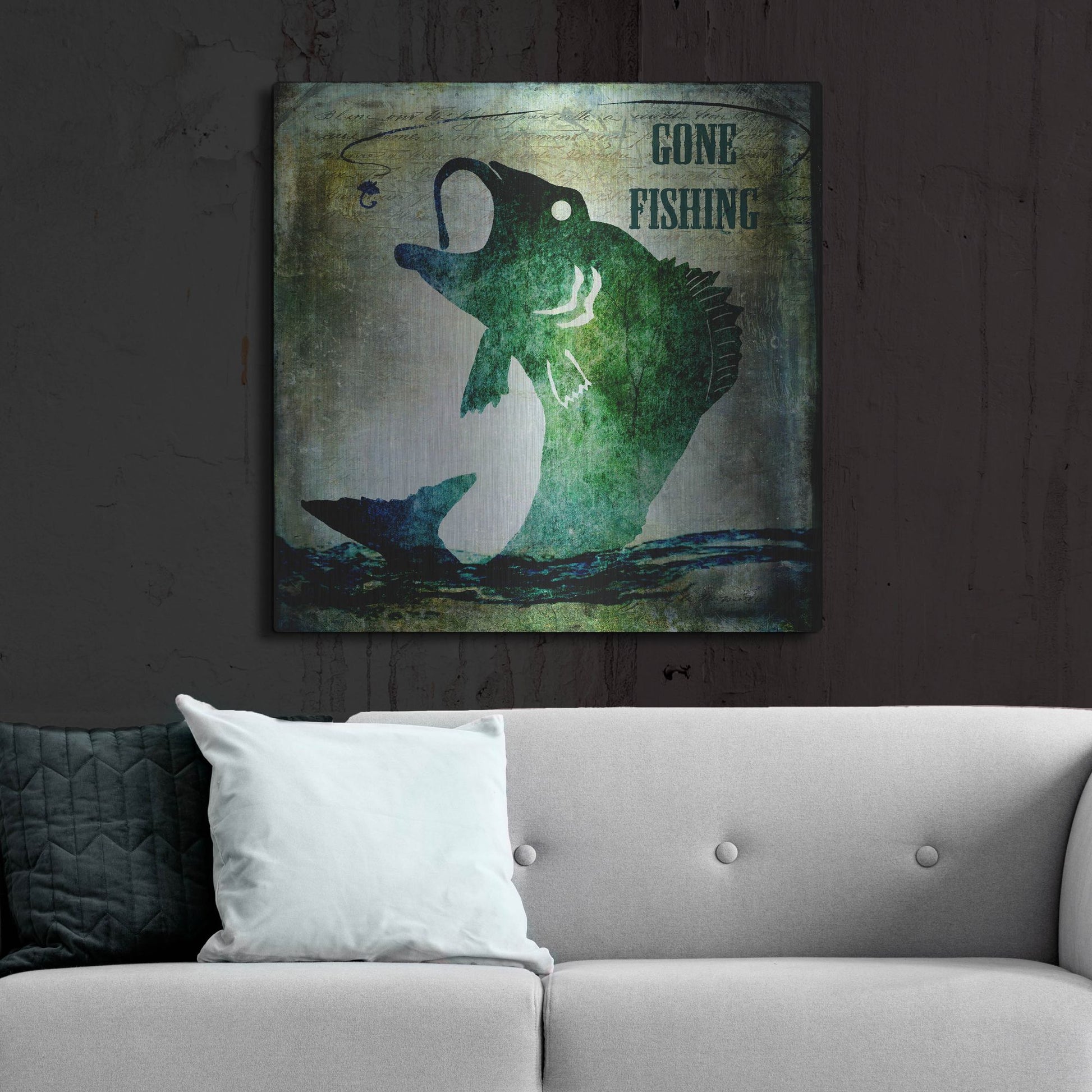 Luxe Metal Art 'Gone Fishing' by Lightbox Journal, Metal Wall Art,36x36