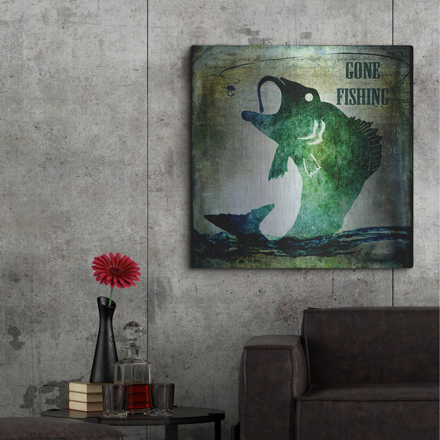 Luxe Metal Art 'Gone Fishing' by Lightbox Journal, Metal Wall Art,36x36