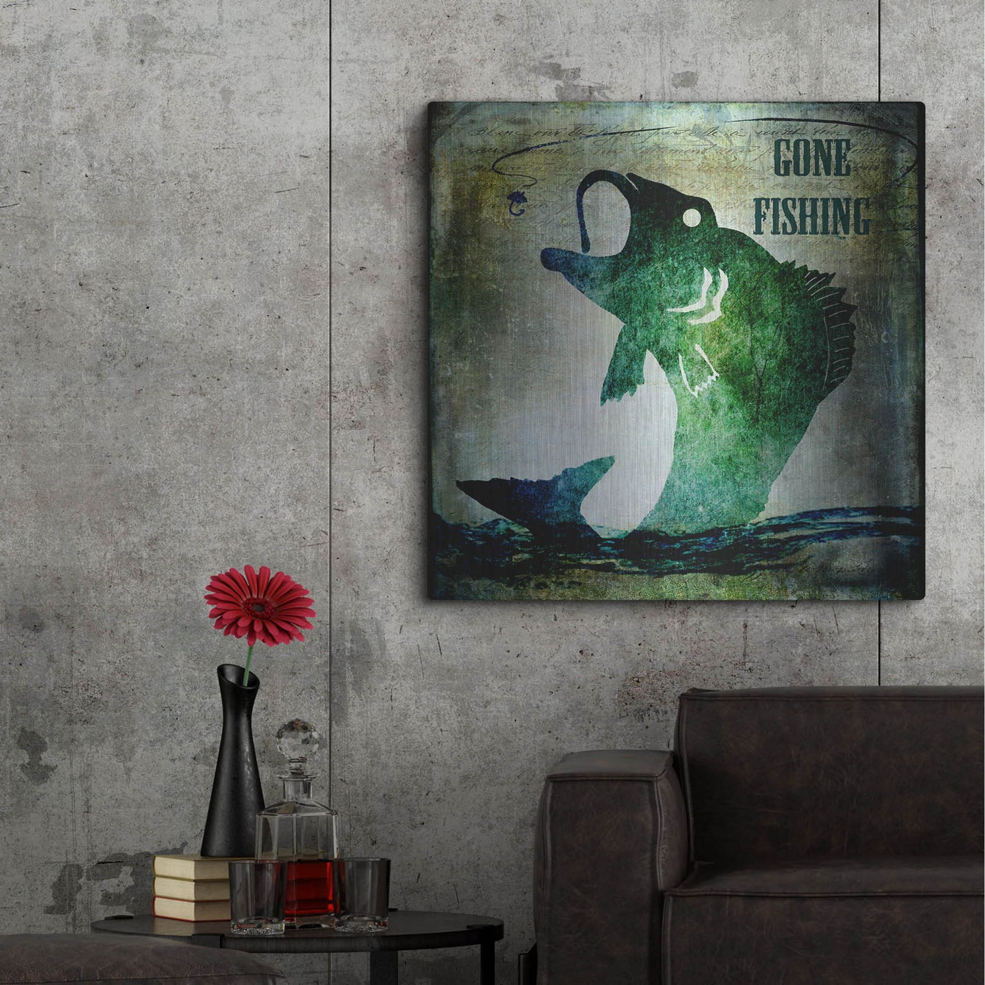 Luxe Metal Art 'Gone Fishing' by Lightbox Journal, Metal Wall Art,36x36