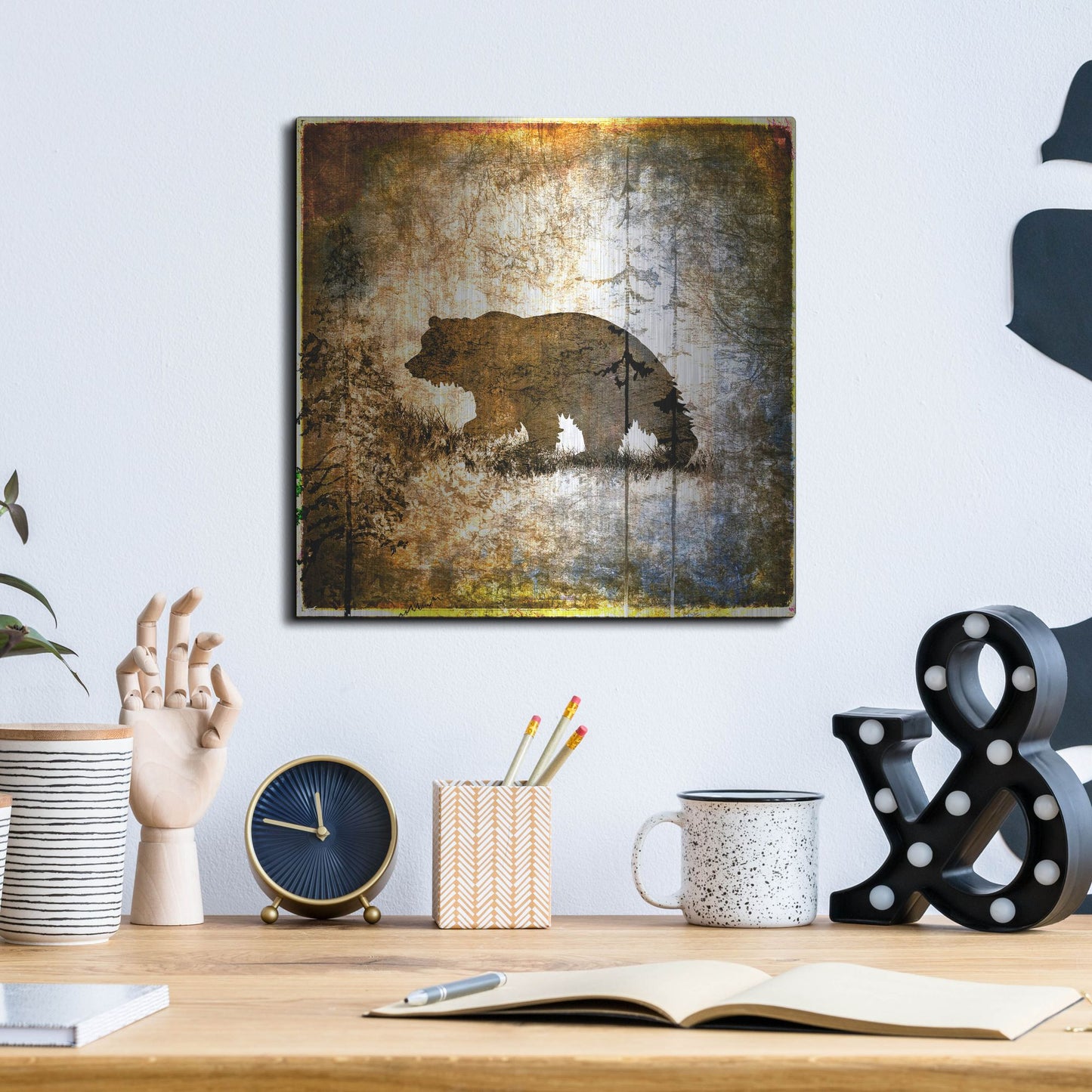 Luxe Metal Art 'High Country Bear' by Lightbox Journal, Metal Wall Art,12x12
