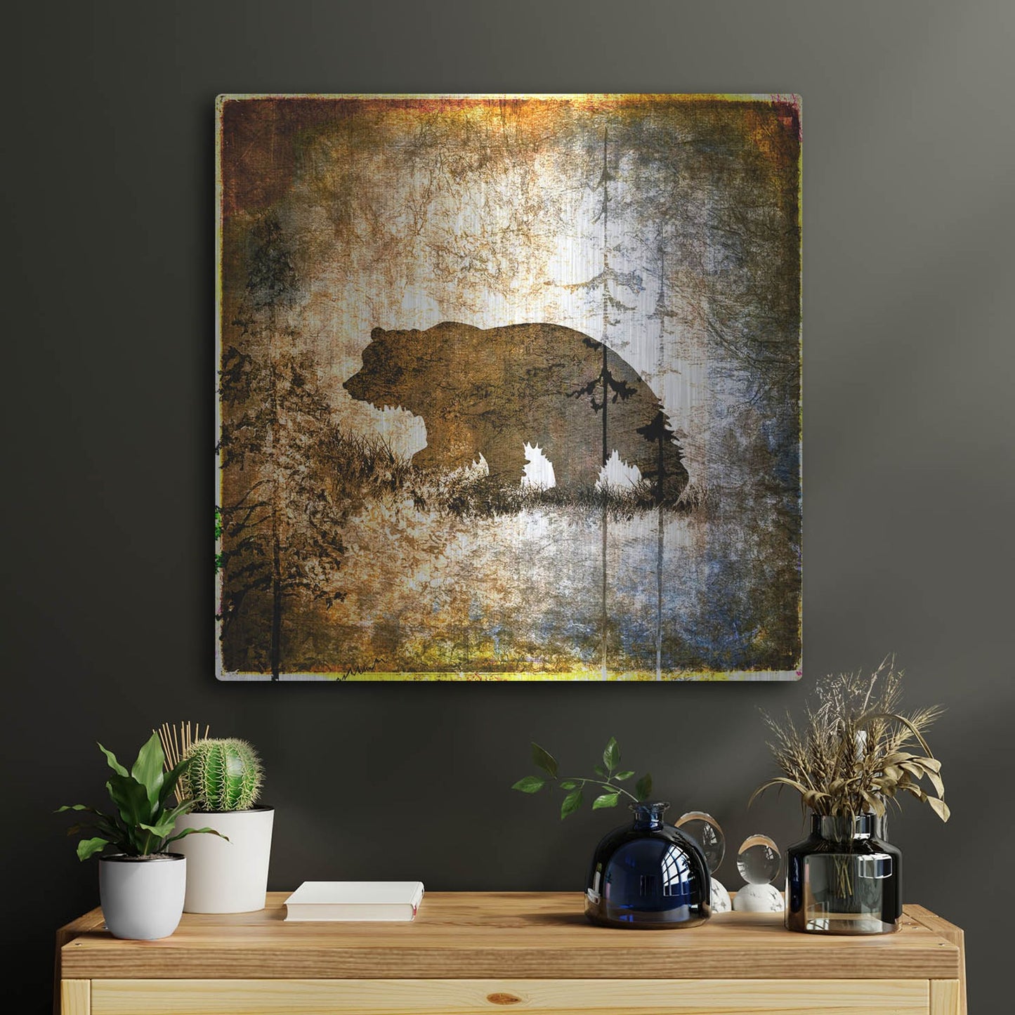 Luxe Metal Art 'High Country Bear' by Lightbox Journal, Metal Wall Art,24x24