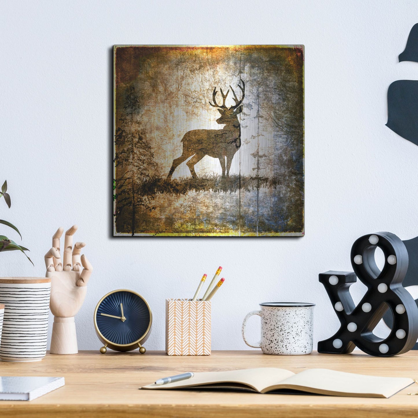 Luxe Metal Art 'High Country Deer' by Lightbox Journal, Metal Wall Art,12x12
