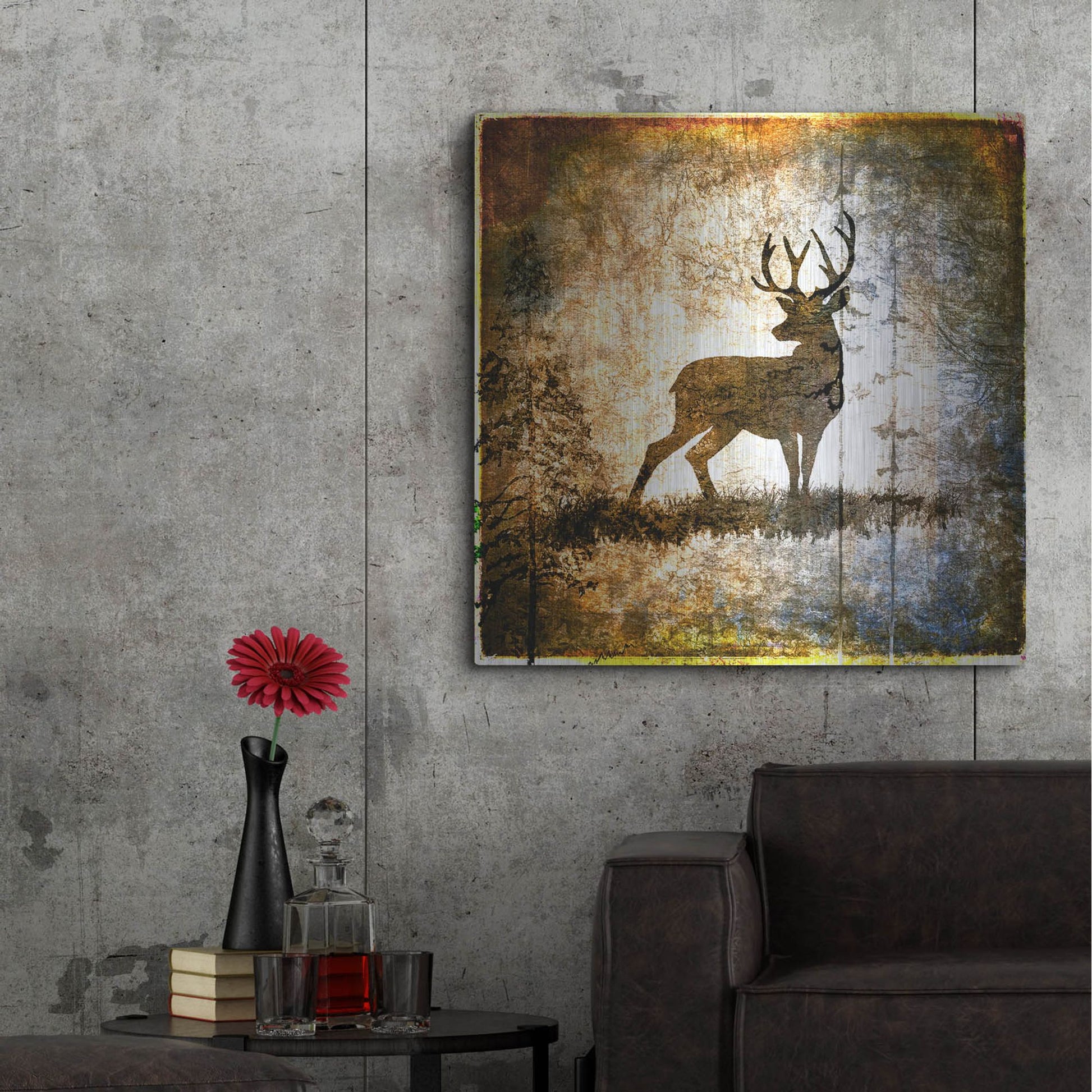 Luxe Metal Art 'High Country Deer' by Lightbox Journal, Metal Wall Art,36x36