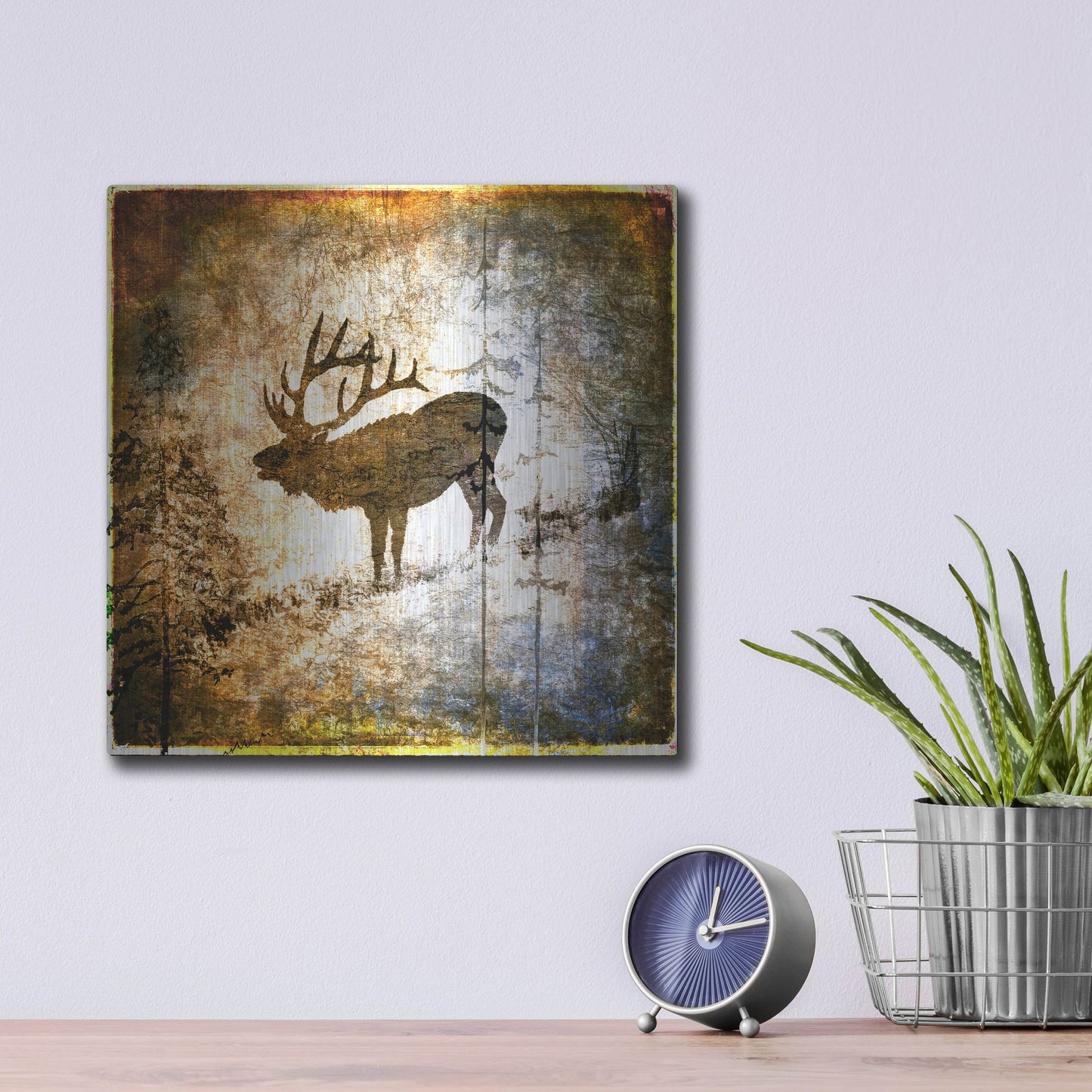 Luxe Metal Art 'High Country Elk' by Lightbox Journal, Metal Wall Art,12x12