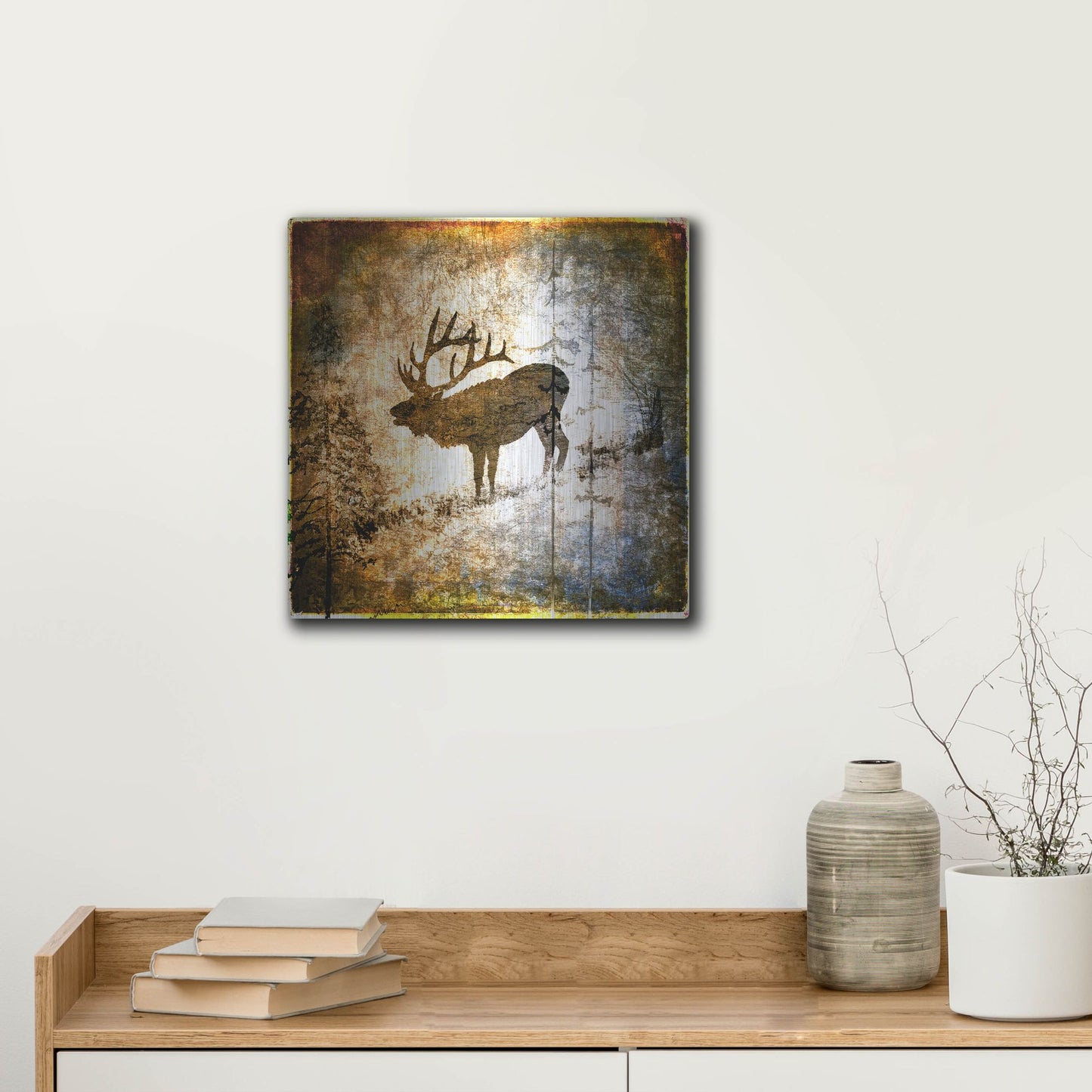 Luxe Metal Art 'High Country Elk' by Lightbox Journal, Metal Wall Art,12x12