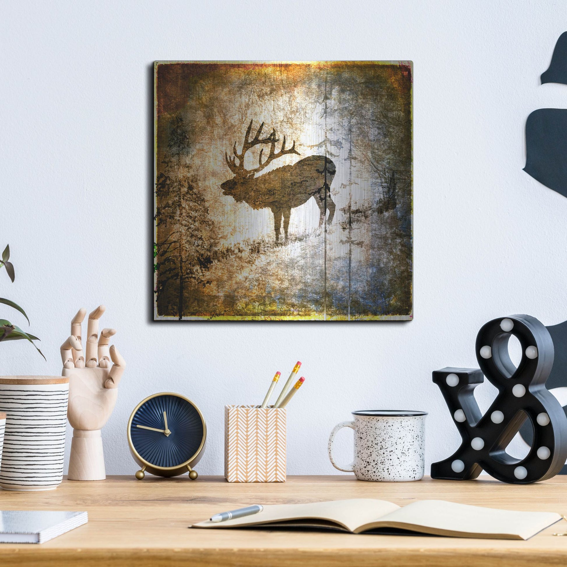 Luxe Metal Art 'High Country Elk' by Lightbox Journal, Metal Wall Art,12x12