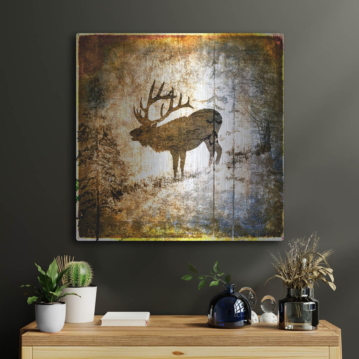 Luxe Metal Art 'High Country Elk' by Lightbox Journal, Metal Wall Art,24x24