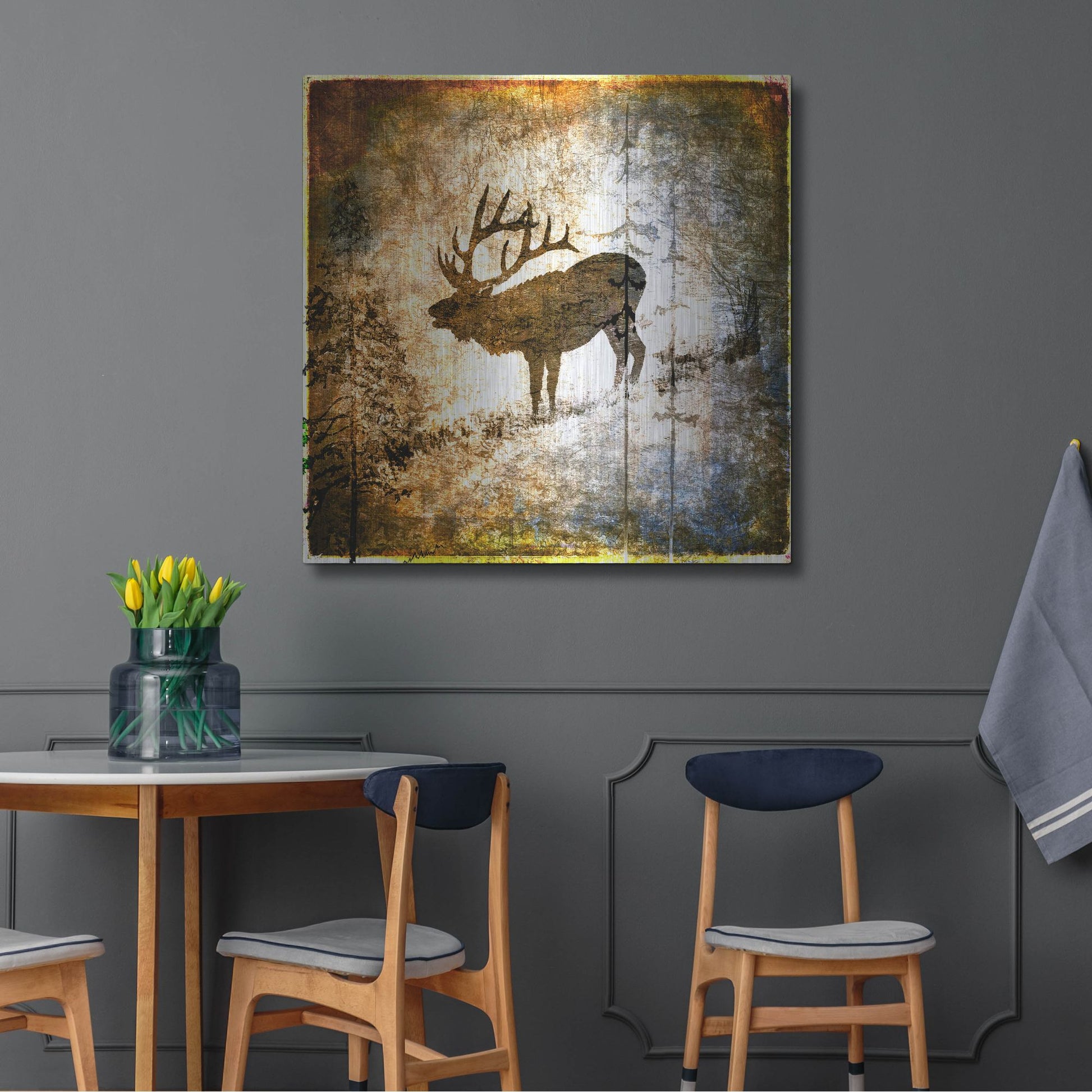 Luxe Metal Art 'High Country Elk' by Lightbox Journal, Metal Wall Art,36x36