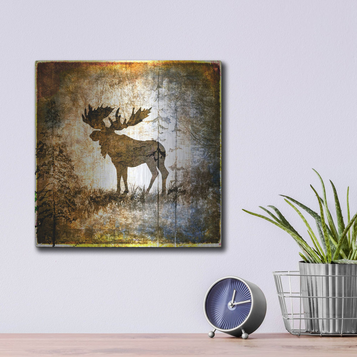 Luxe Metal Art 'High Country Moose' by Lightbox Journal, Metal Wall Art,12x12