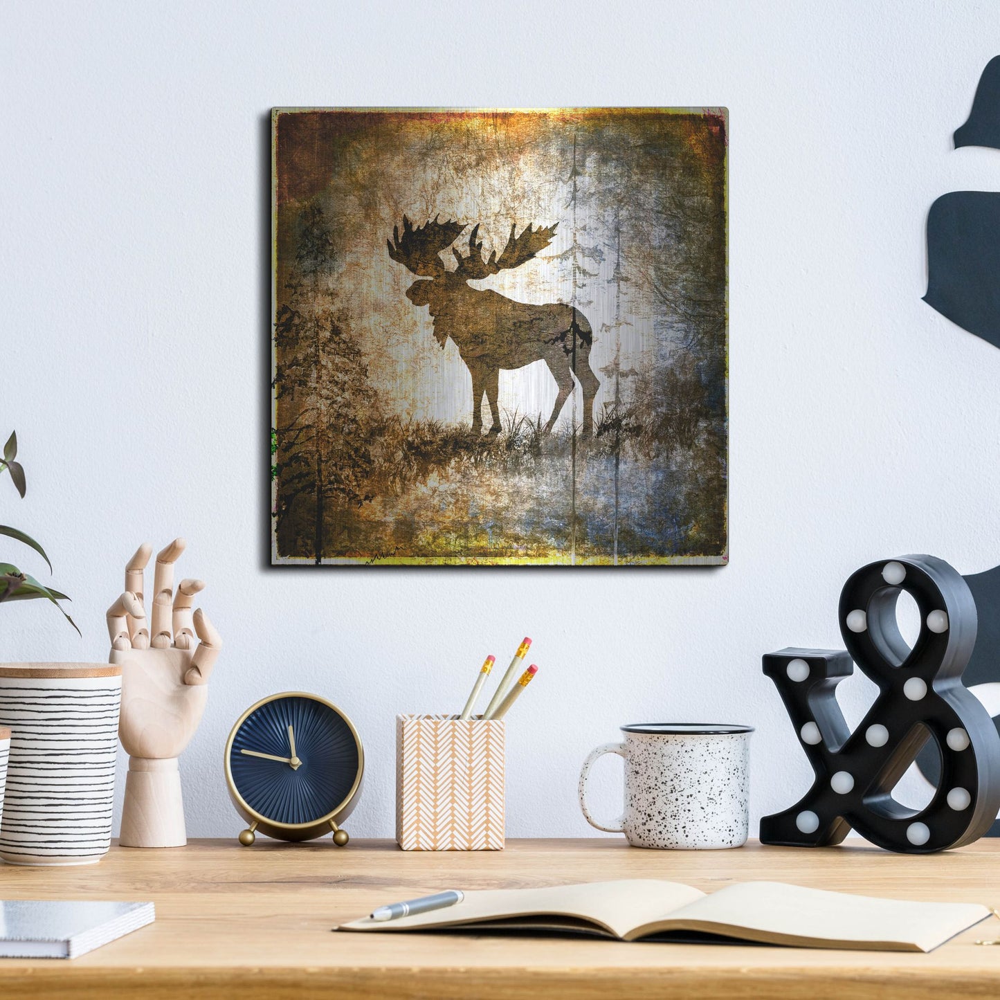 Luxe Metal Art 'High Country Moose' by Lightbox Journal, Metal Wall Art,12x12