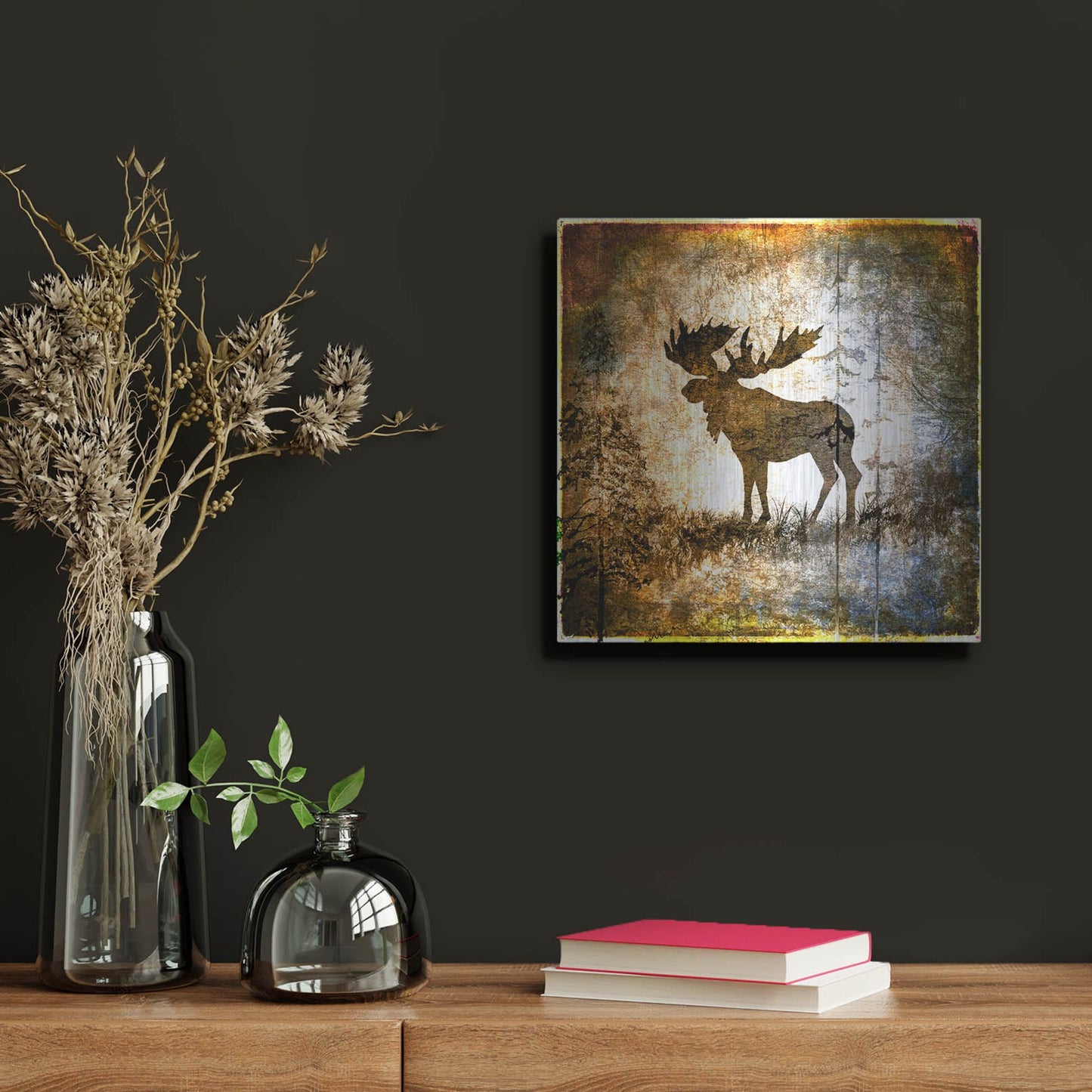 Luxe Metal Art 'High Country Moose' by Lightbox Journal, Metal Wall Art,12x12