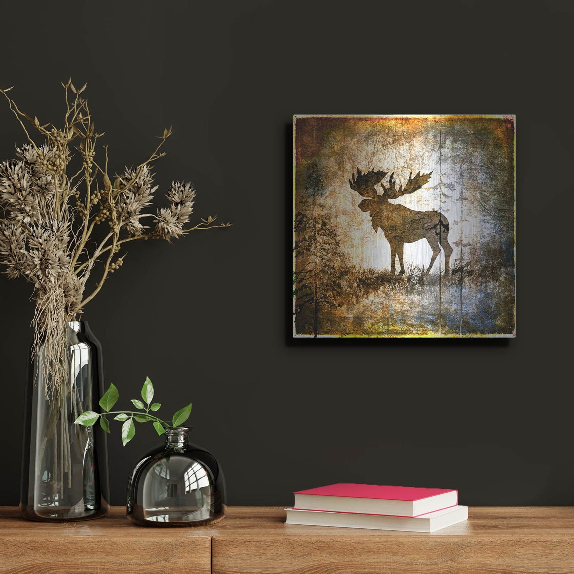 Luxe Metal Art 'High Country Moose' by Lightbox Journal, Metal Wall Art,12x12