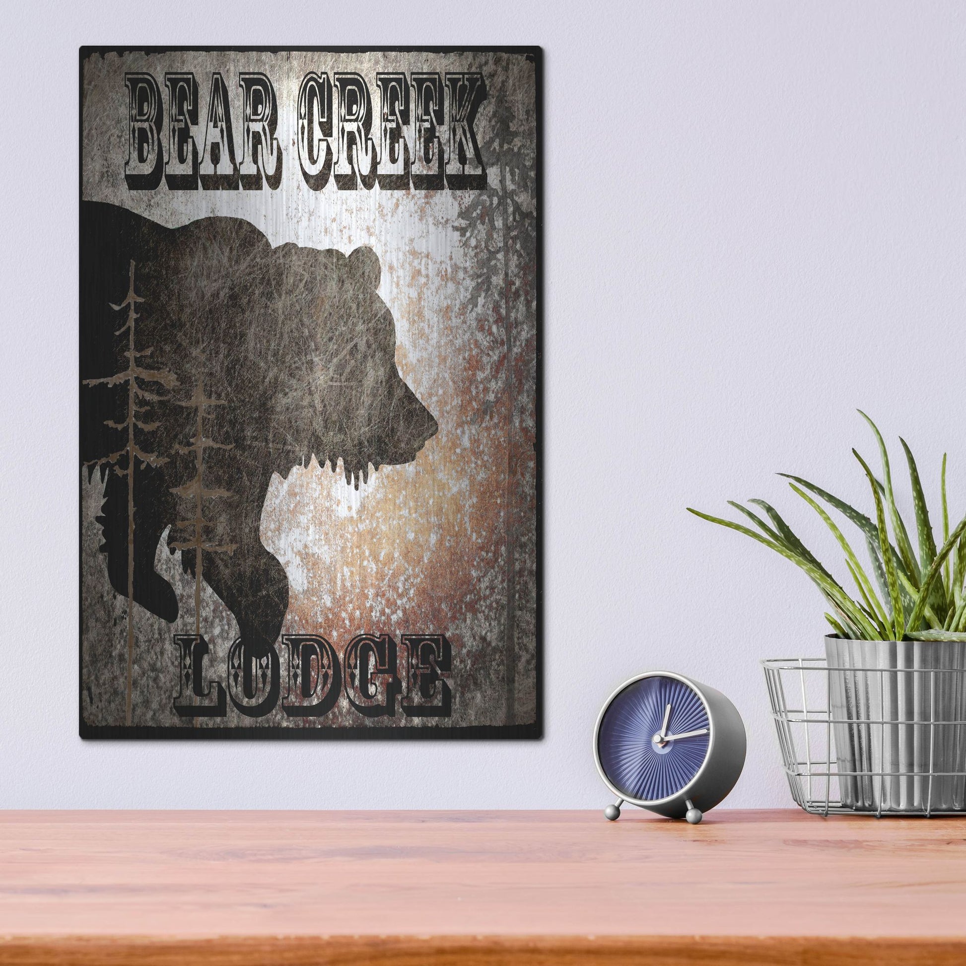 Luxe Metal Art 'Lodge Bear Creek Lodge' by Lightbox Journal, Metal Wall Art,12x16