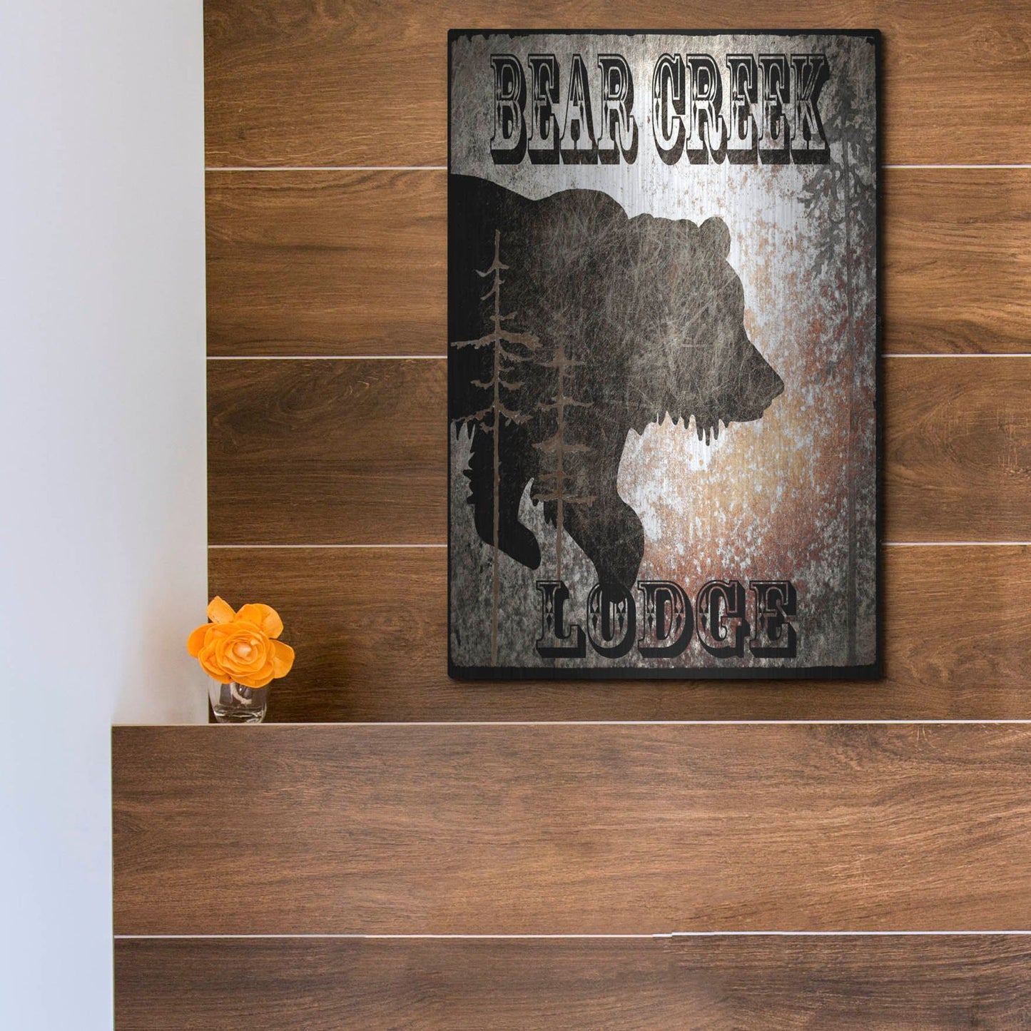 Luxe Metal Art 'Lodge Bear Creek Lodge' by Lightbox Journal, Metal Wall Art,12x16