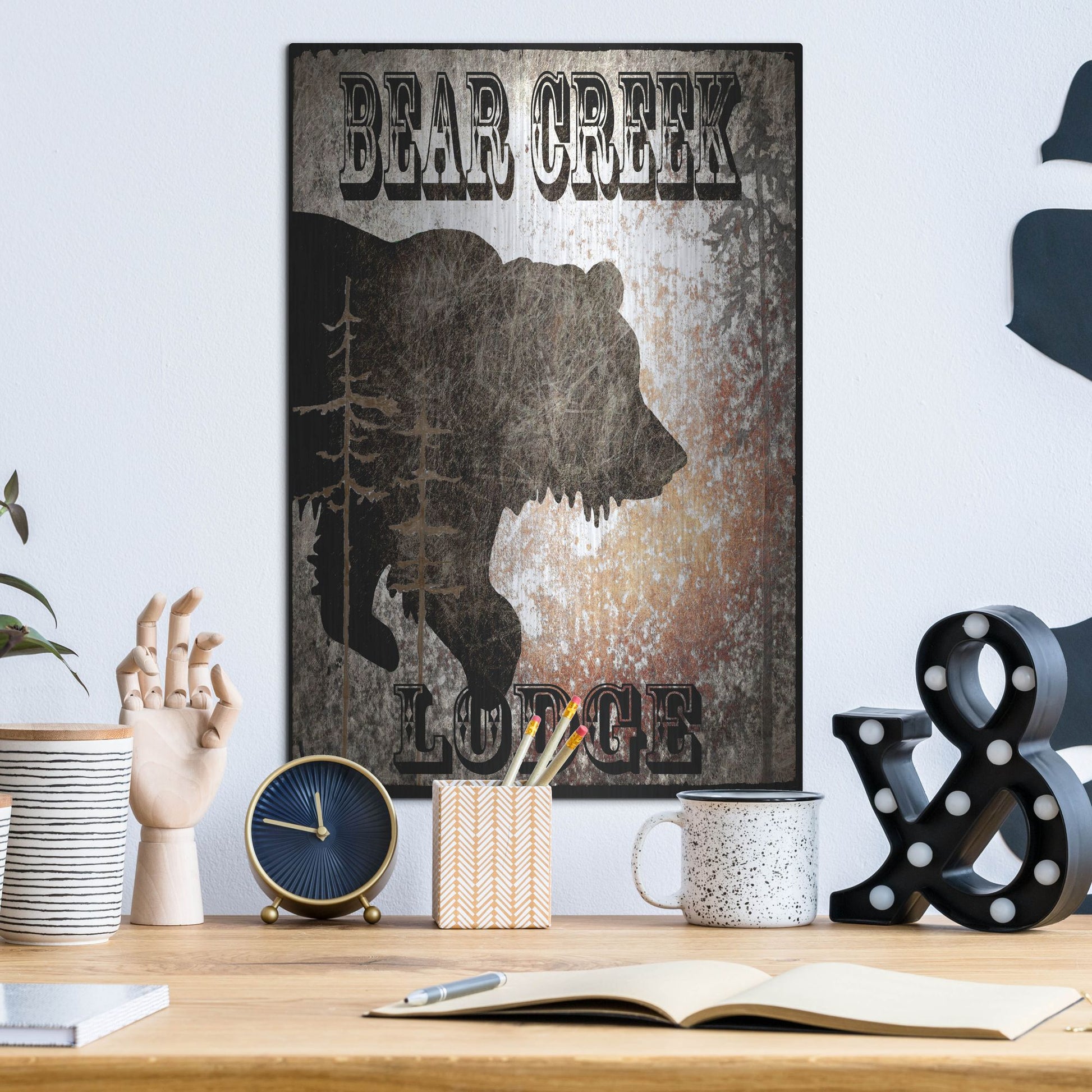 Luxe Metal Art 'Lodge Bear Creek Lodge' by Lightbox Journal, Metal Wall Art,12x16
