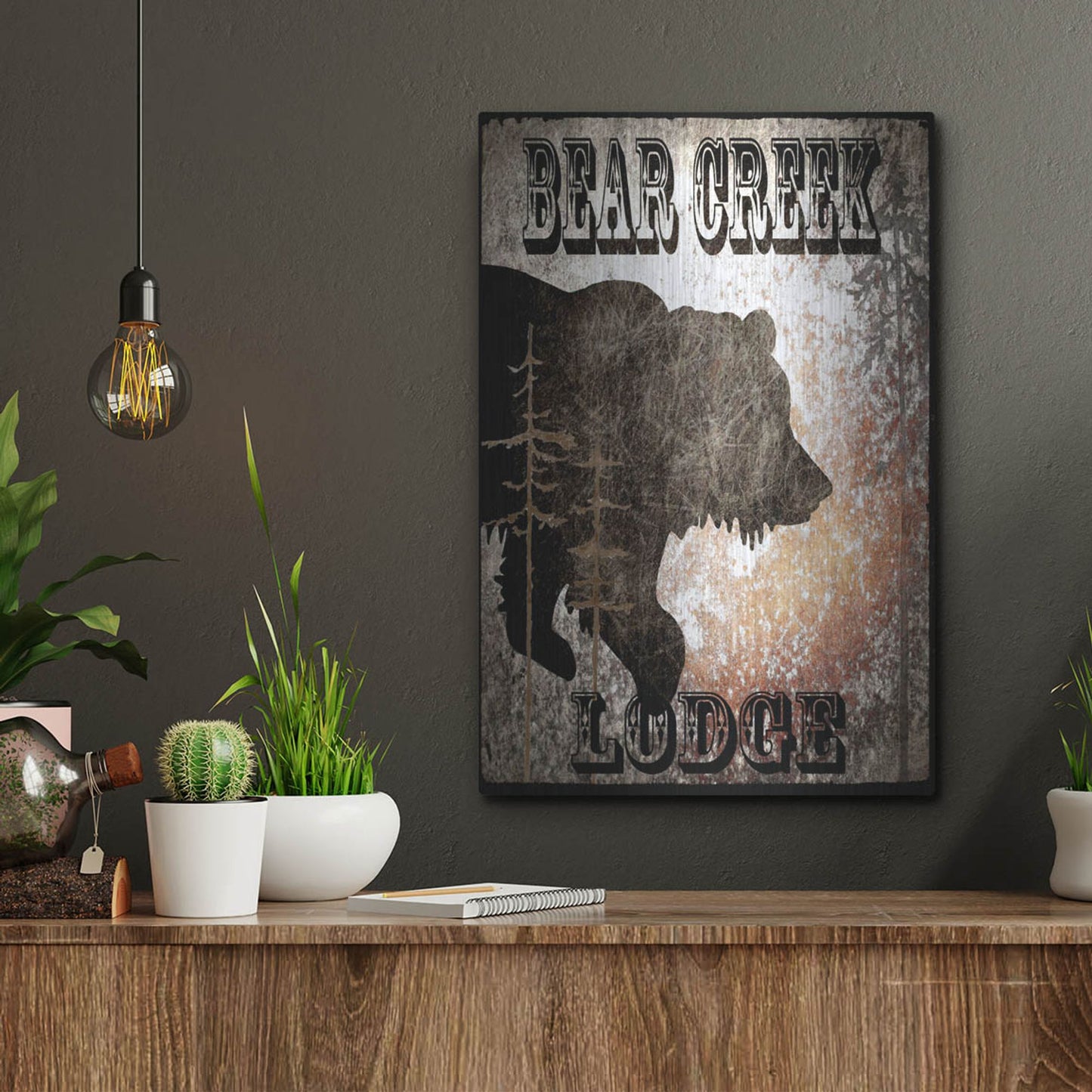 Luxe Metal Art 'Lodge Bear Creek Lodge' by Lightbox Journal, Metal Wall Art,12x16