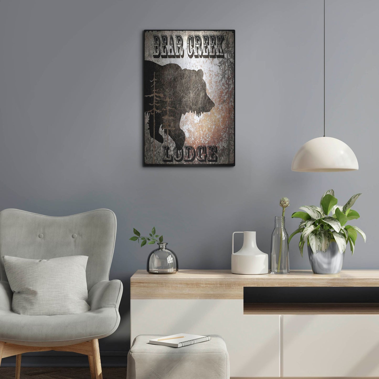 Luxe Metal Art 'Lodge Bear Creek Lodge' by Lightbox Journal, Metal Wall Art,16x24