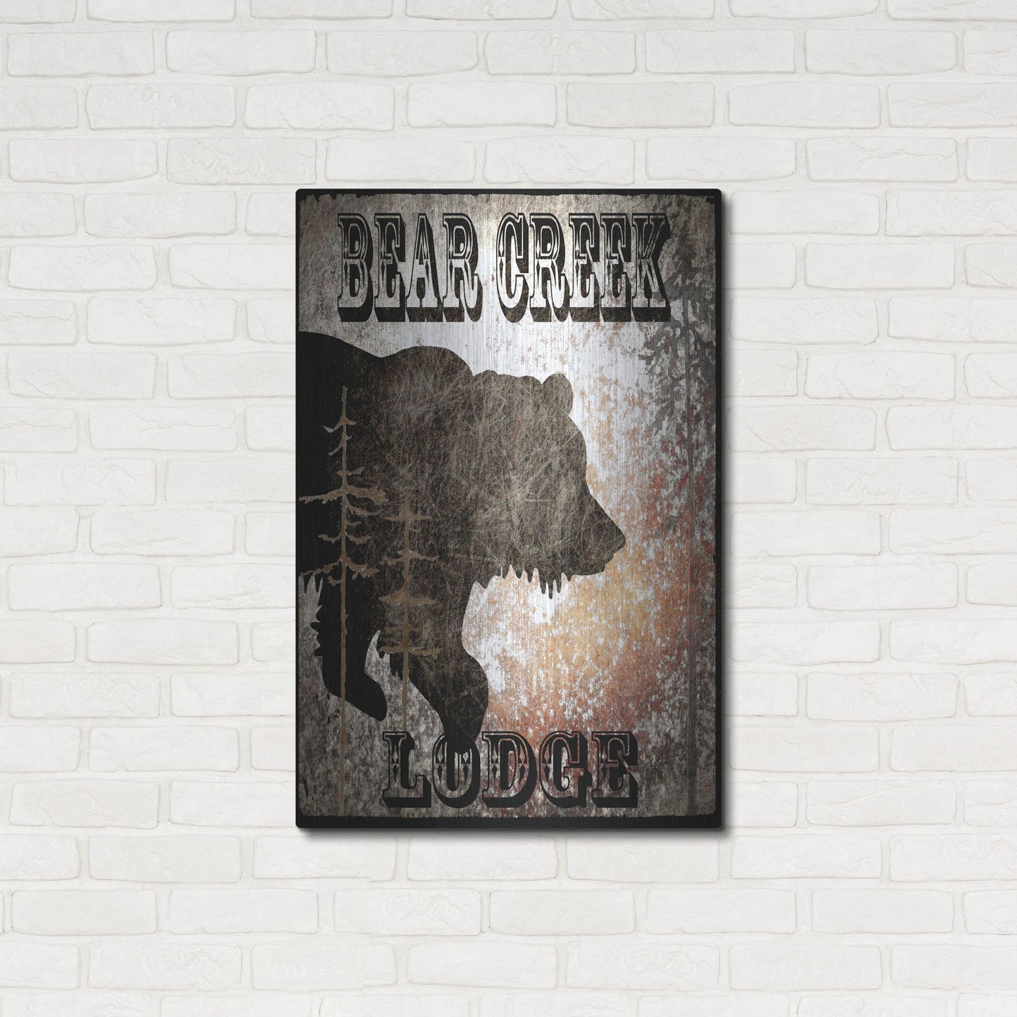 Luxe Metal Art 'Lodge Bear Creek Lodge' by Lightbox Journal, Metal Wall Art,24x36