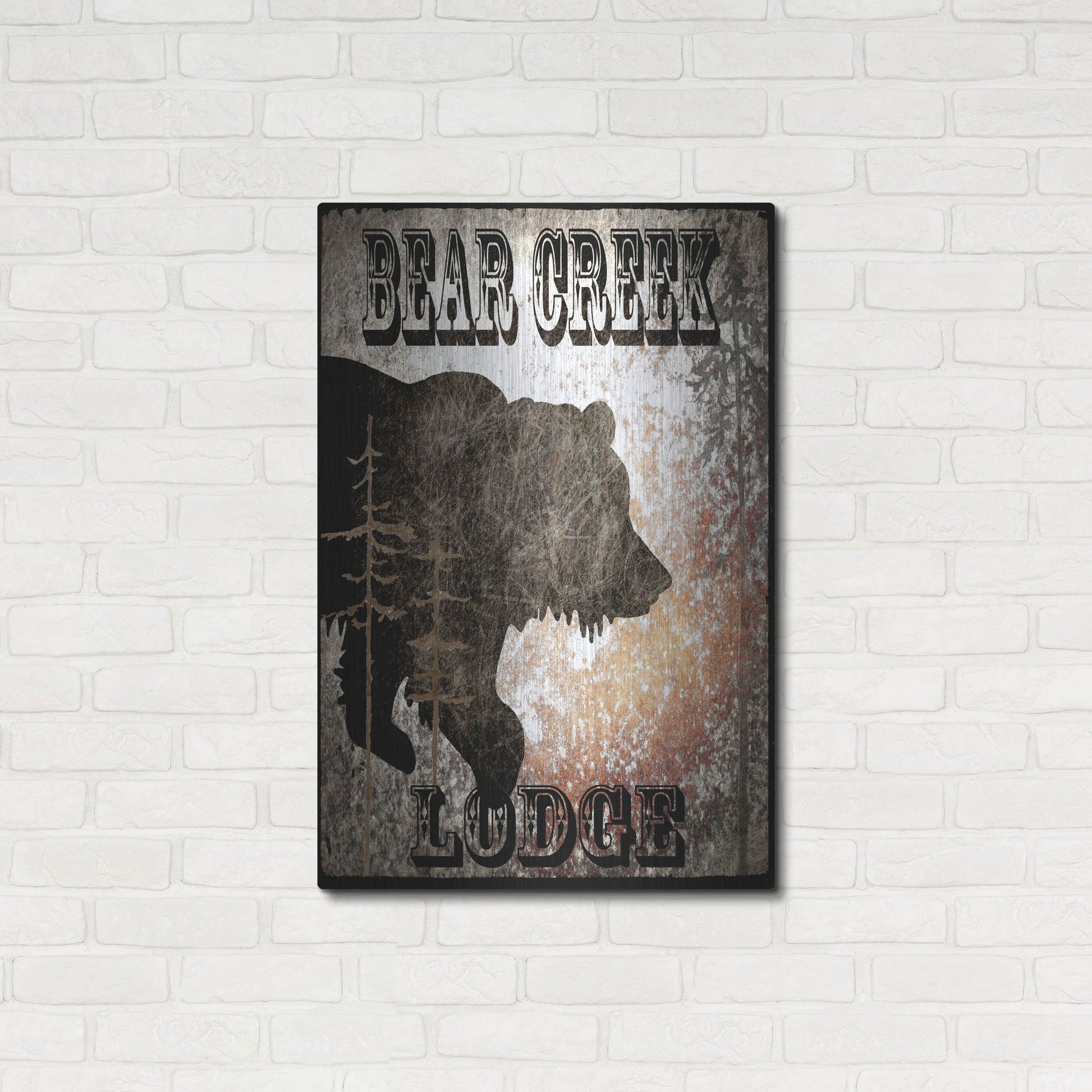 Luxe Metal Art 'Lodge Bear Creek Lodge' by Lightbox Journal, Metal Wall Art,24x36