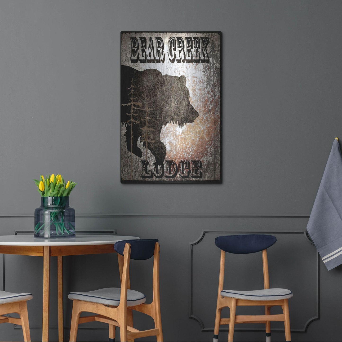 Luxe Metal Art 'Lodge Bear Creek Lodge' by Lightbox Journal, Metal Wall Art,24x36
