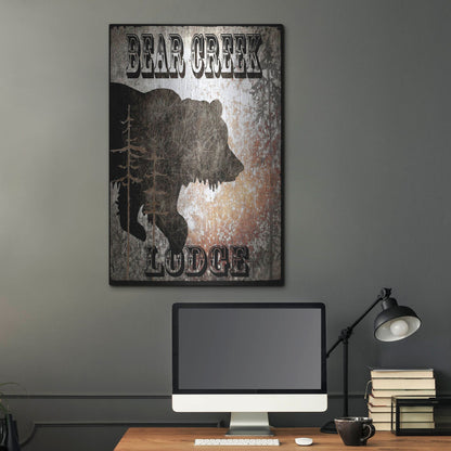 Luxe Metal Art 'Lodge Bear Creek Lodge' by Lightbox Journal, Metal Wall Art,24x36