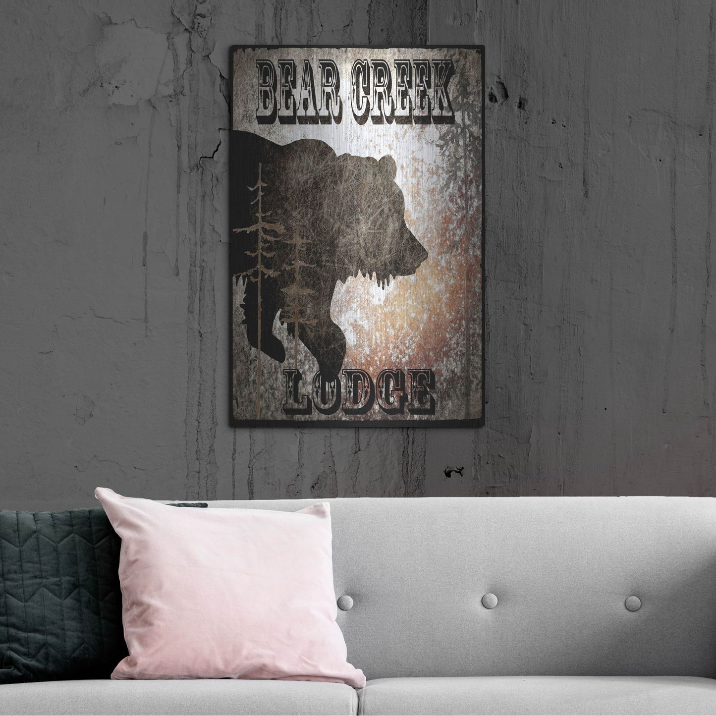 Luxe Metal Art 'Lodge Bear Creek Lodge' by Lightbox Journal, Metal Wall Art,24x36