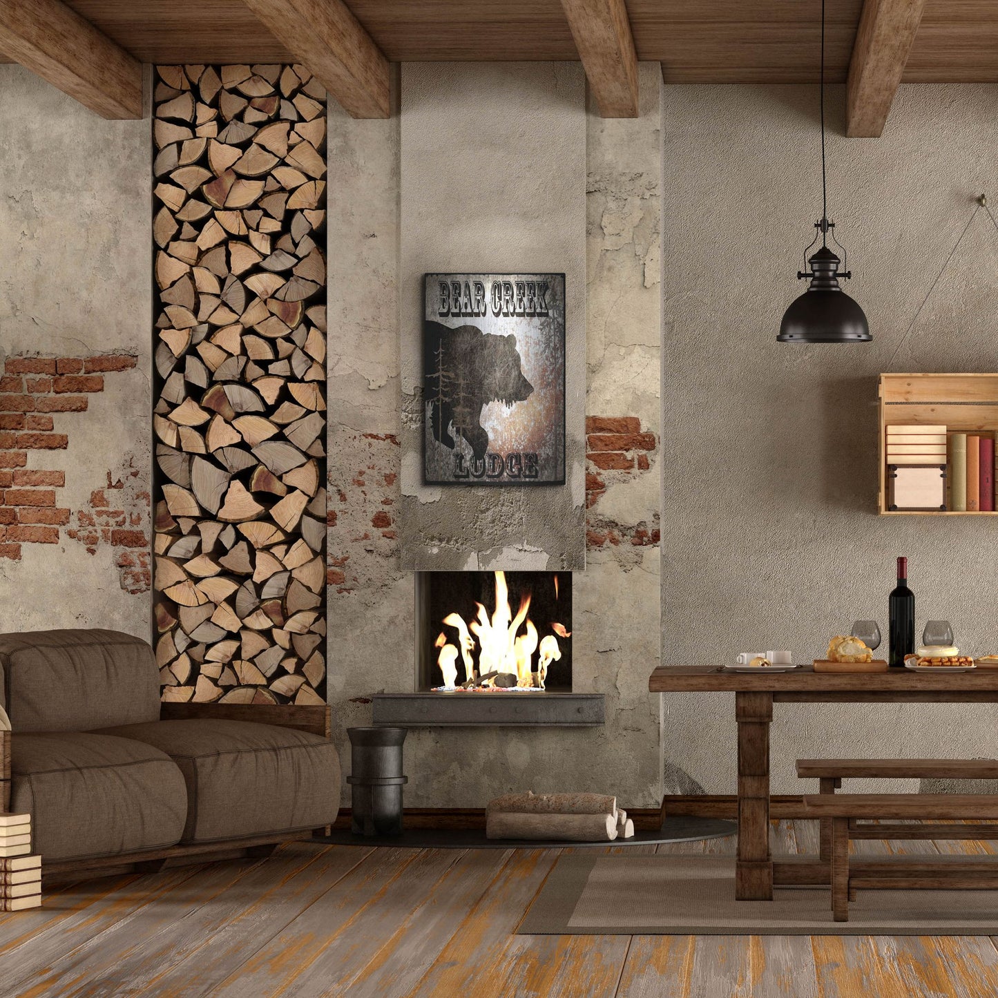 Luxe Metal Art 'Lodge Bear Creek Lodge' by Lightbox Journal, Metal Wall Art,24x36